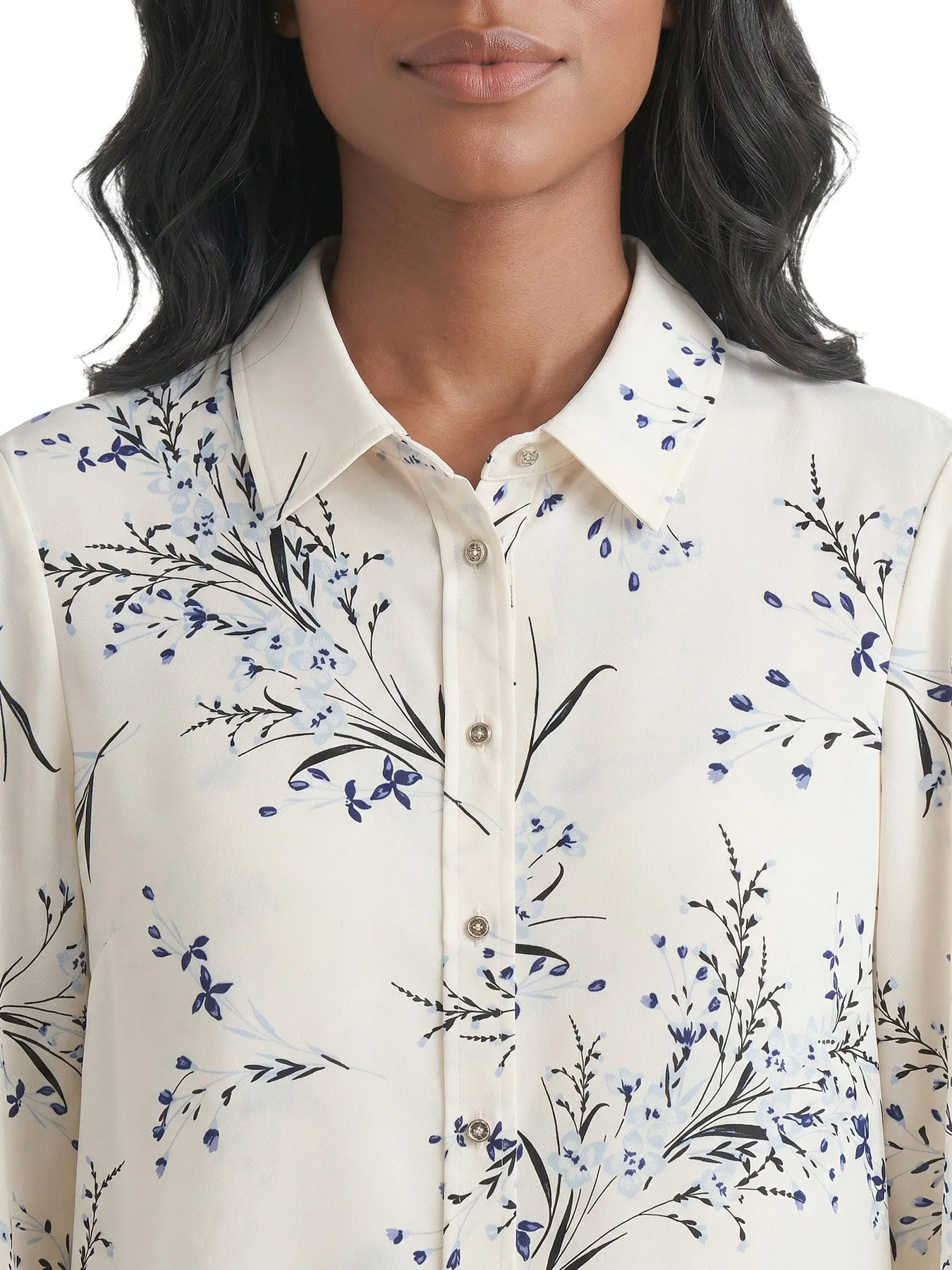 Floral Button Front Blouse, Printed Crepe sold by Jones New York product image thumbnail 3