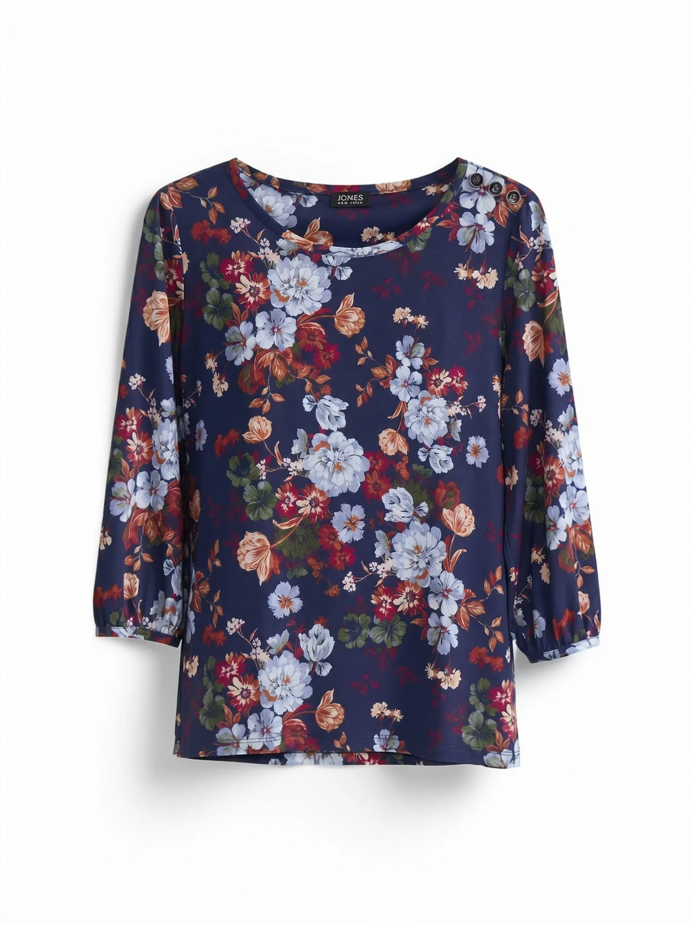 Plus Floral Button Shoulder Top, Printed Jersey Knit sold by Jones New York product image thumbnail 5