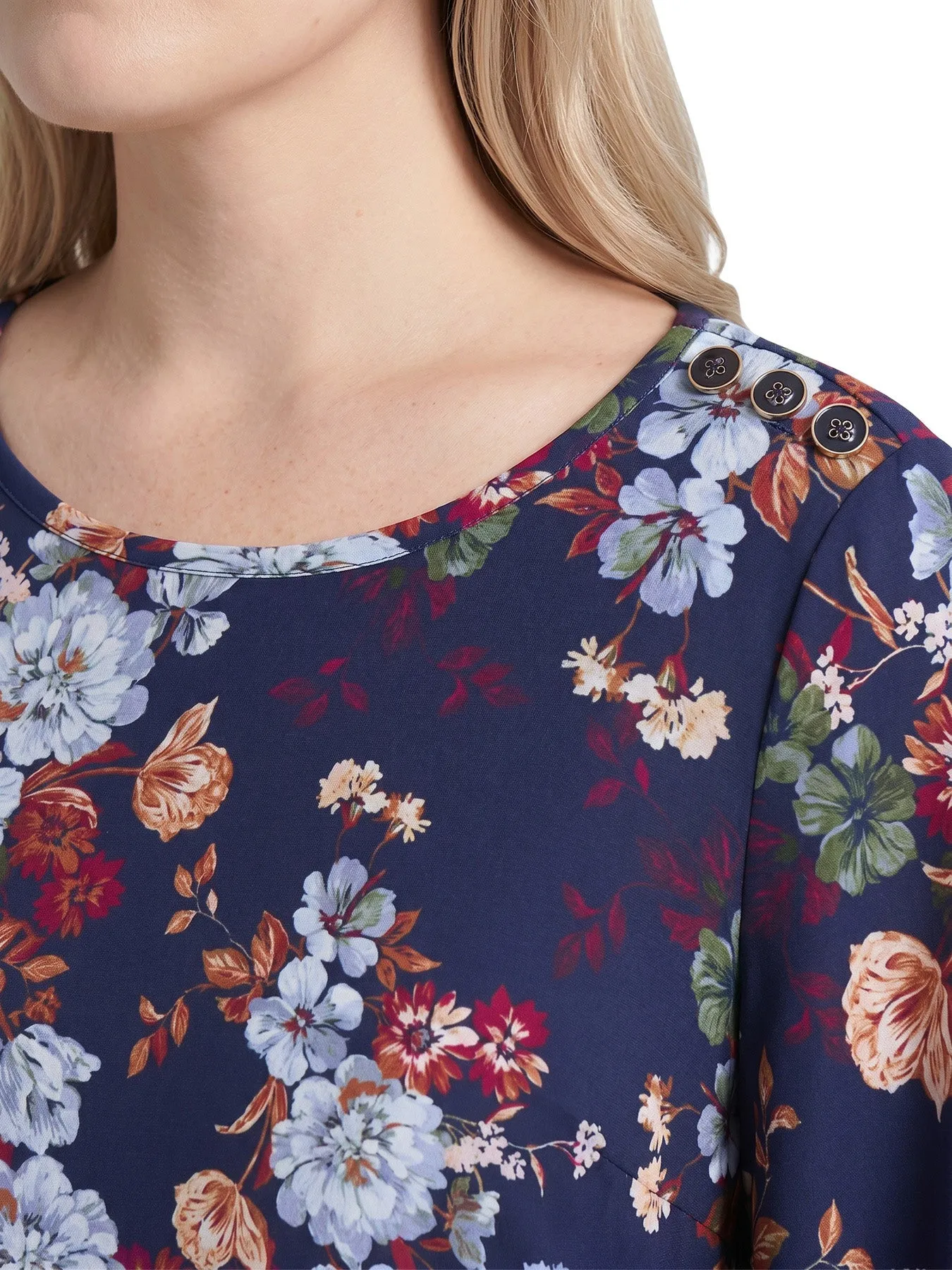 Plus Floral Button Shoulder Top, Printed Jersey Knit sold by Jones New York product image thumbnail 3