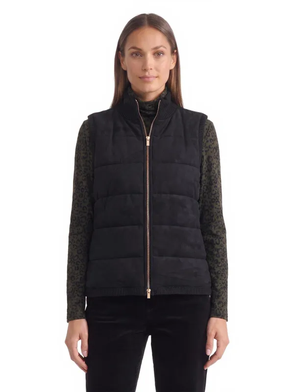 Padded Zipper Vest, Faux Suede made by Jones New York