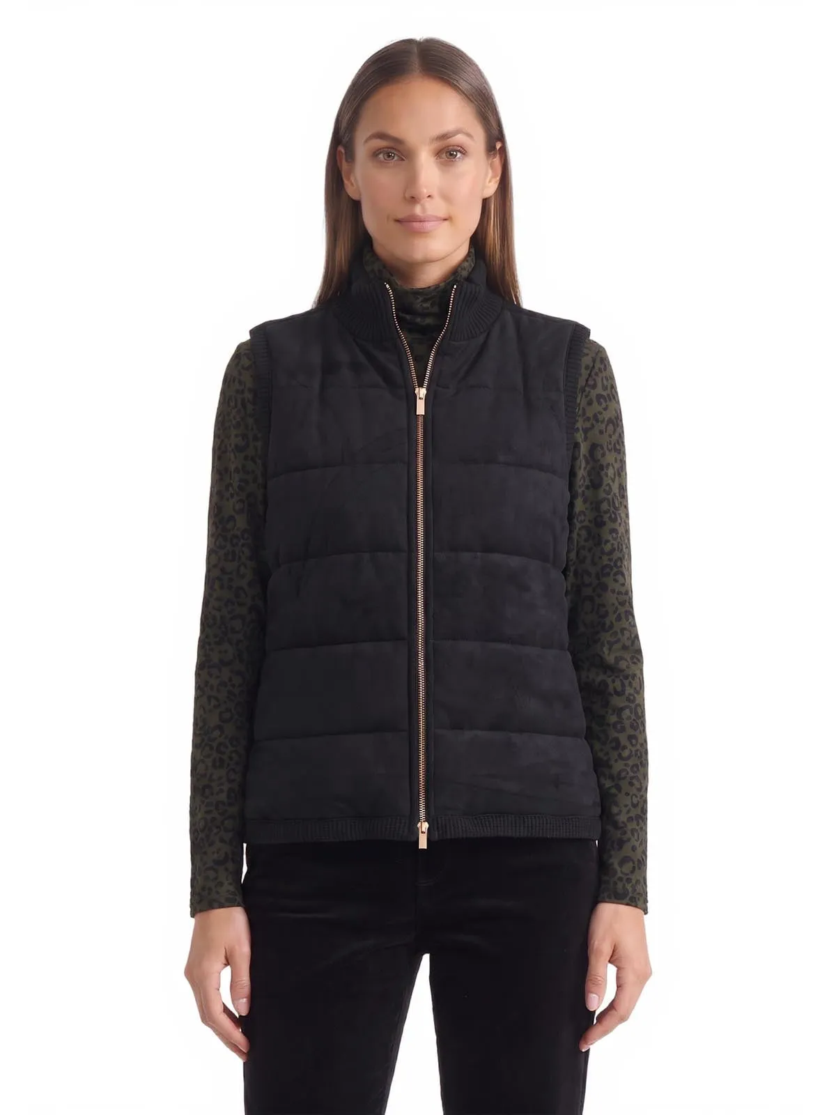 Padded Zipper Vest, Faux Suede sold by Jones New York