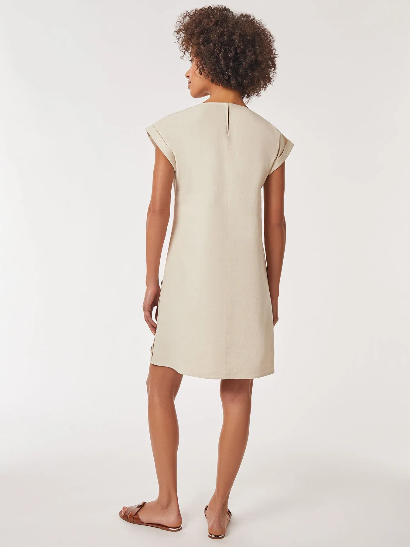 Linen Short Sleeve Side Button Swing Dress sold by Jones New York product image thumbnail 3