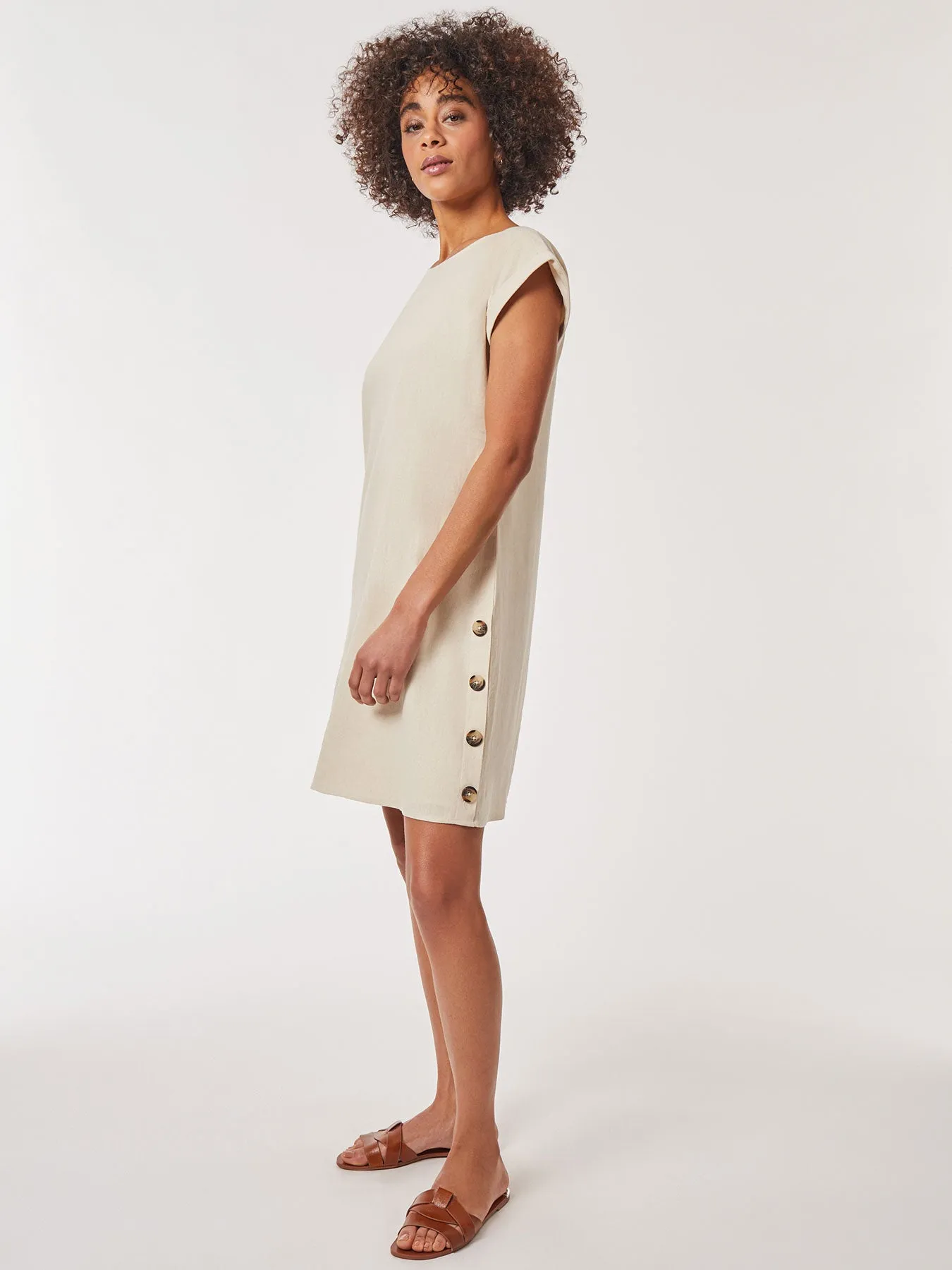 Linen Short Sleeve Side Button Swing Dress sold by Jones New York product image thumbnail 2