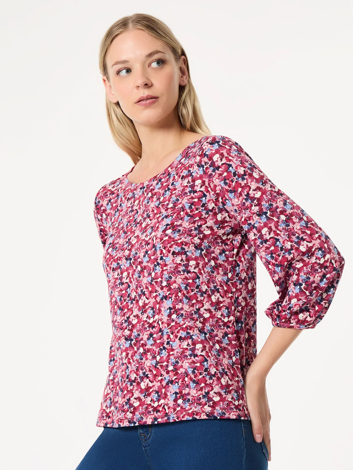 Printed Puff Sleeve Top, Moss Crepe sold by Jones New York product image thumbnail 2