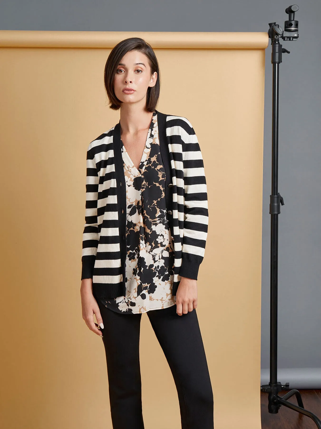 Striped Button-Front Cardigan sold by Jones New York product image thumbnail 5