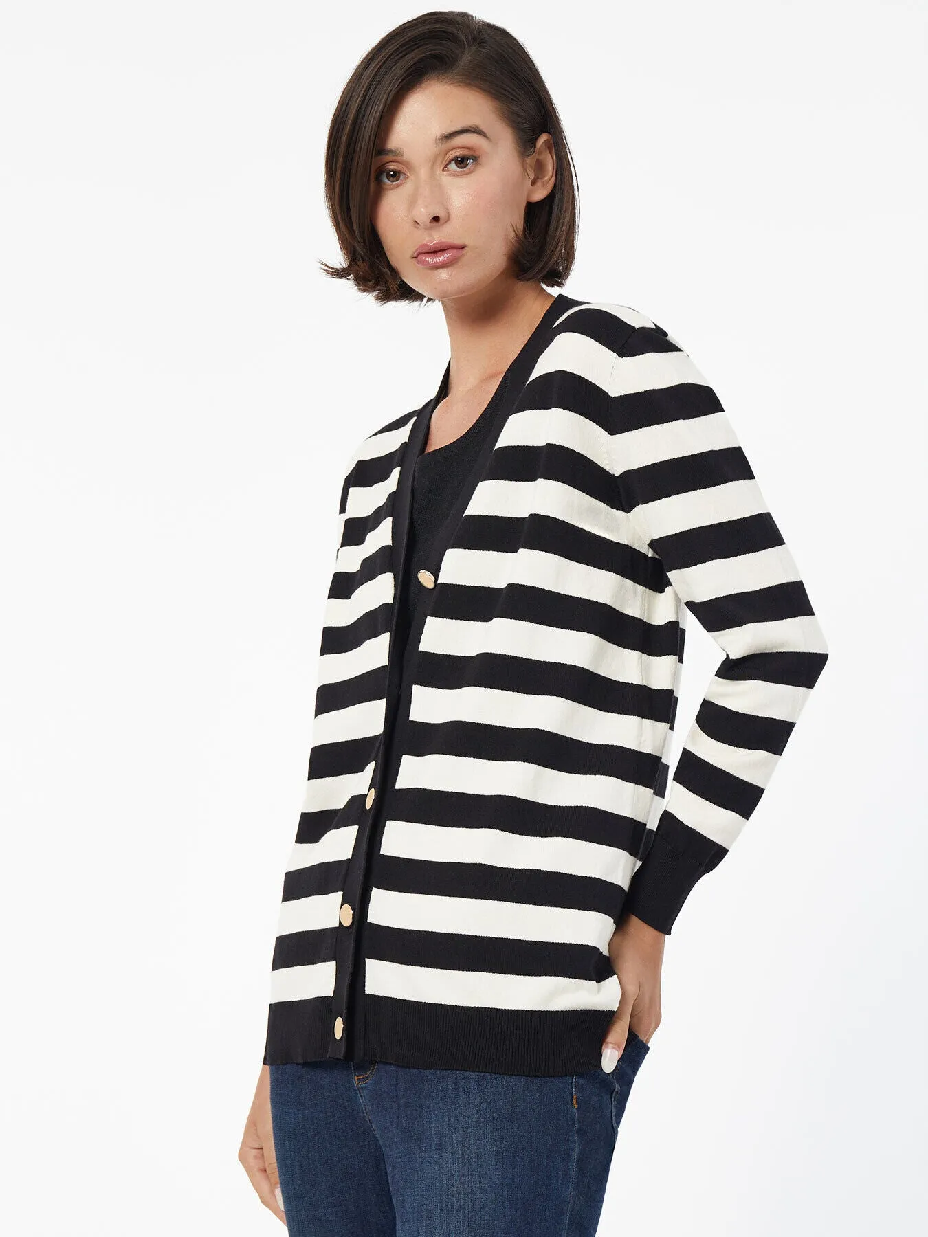 Striped Button-Front Cardigan sold by Jones New York product image thumbnail 2