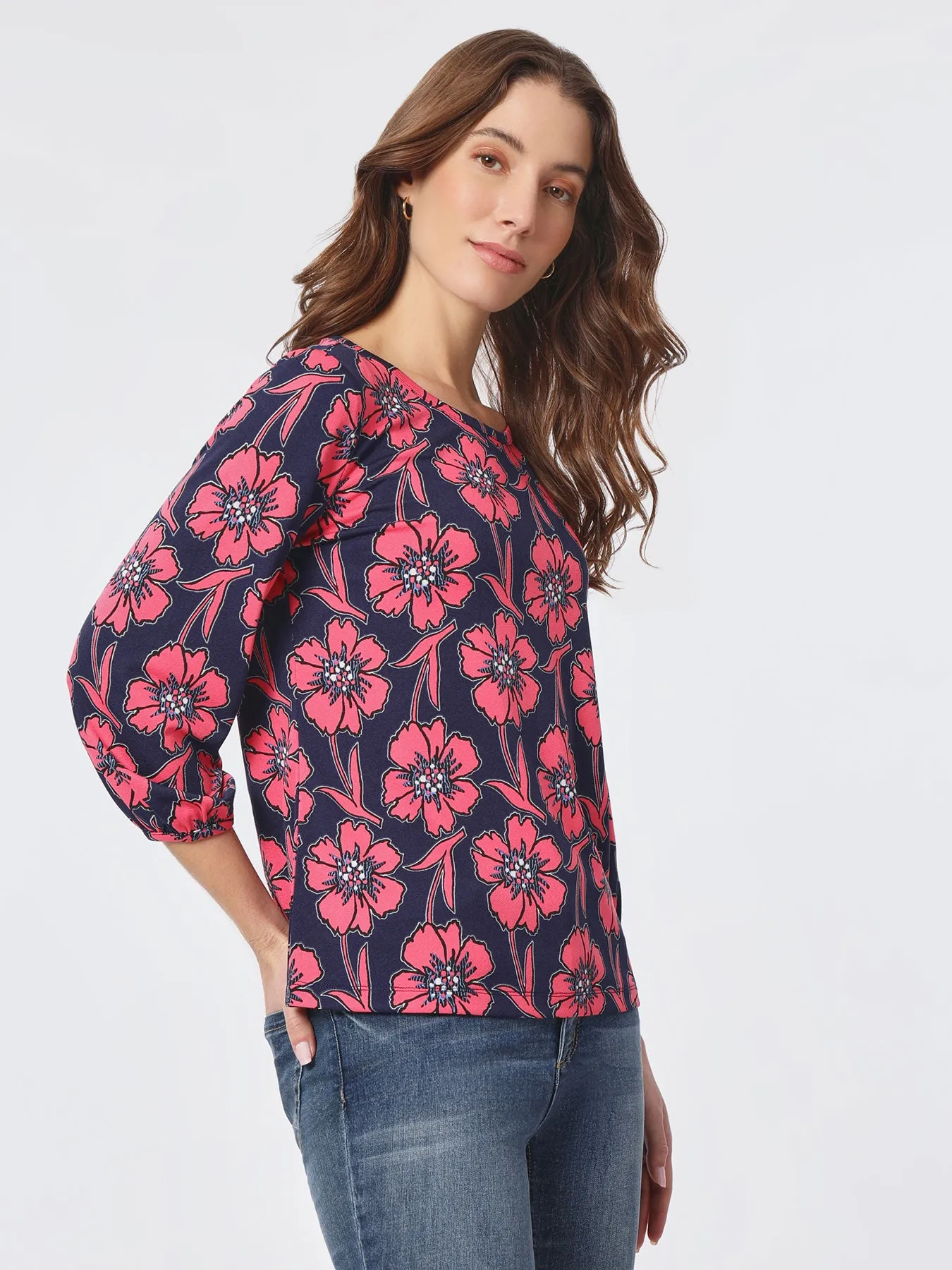 Printed Moss Crepe Puff Sleeve Top sold by Jones New York product image thumbnail 2