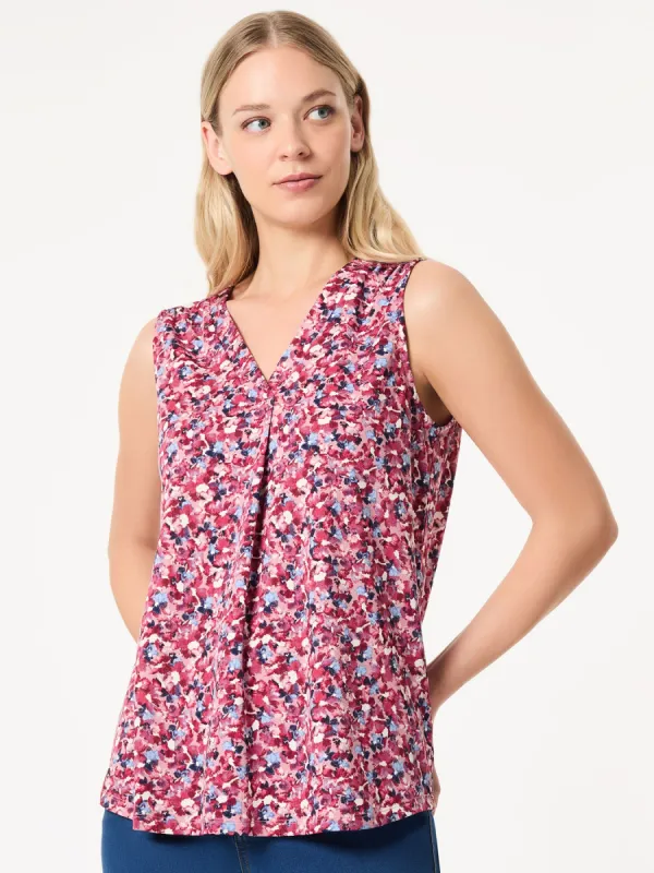 Printed Sleeveless V-Neck Top, Moss Crepe sold by Jones New York