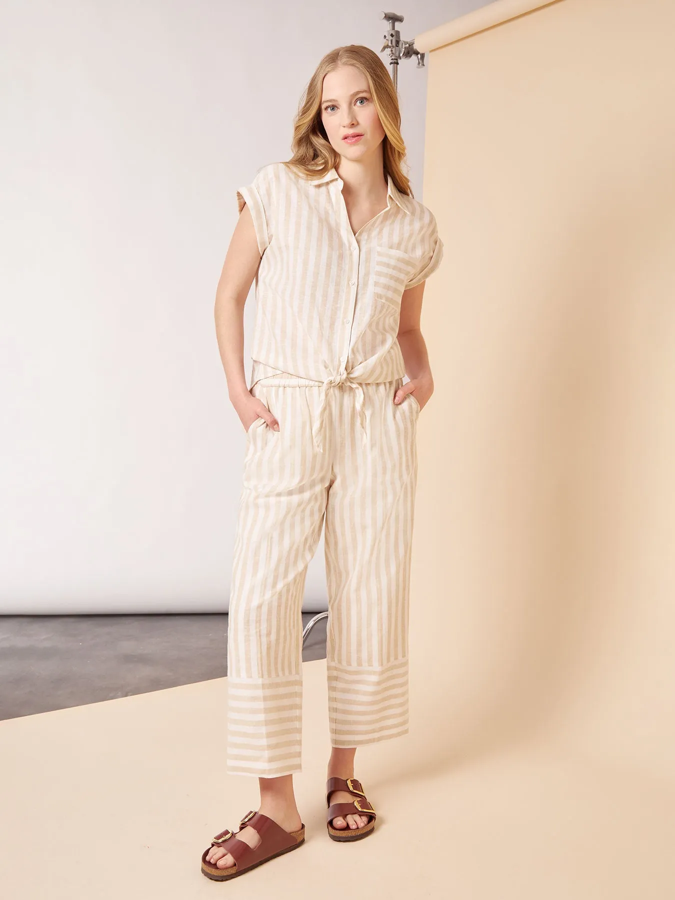 Striped Tie-Front Button-Down Blouse sold by Jones New York product image thumbnail 5