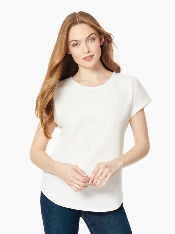Short Cuffed-Sleeve Scoop Neck Tee sold by Jones New York