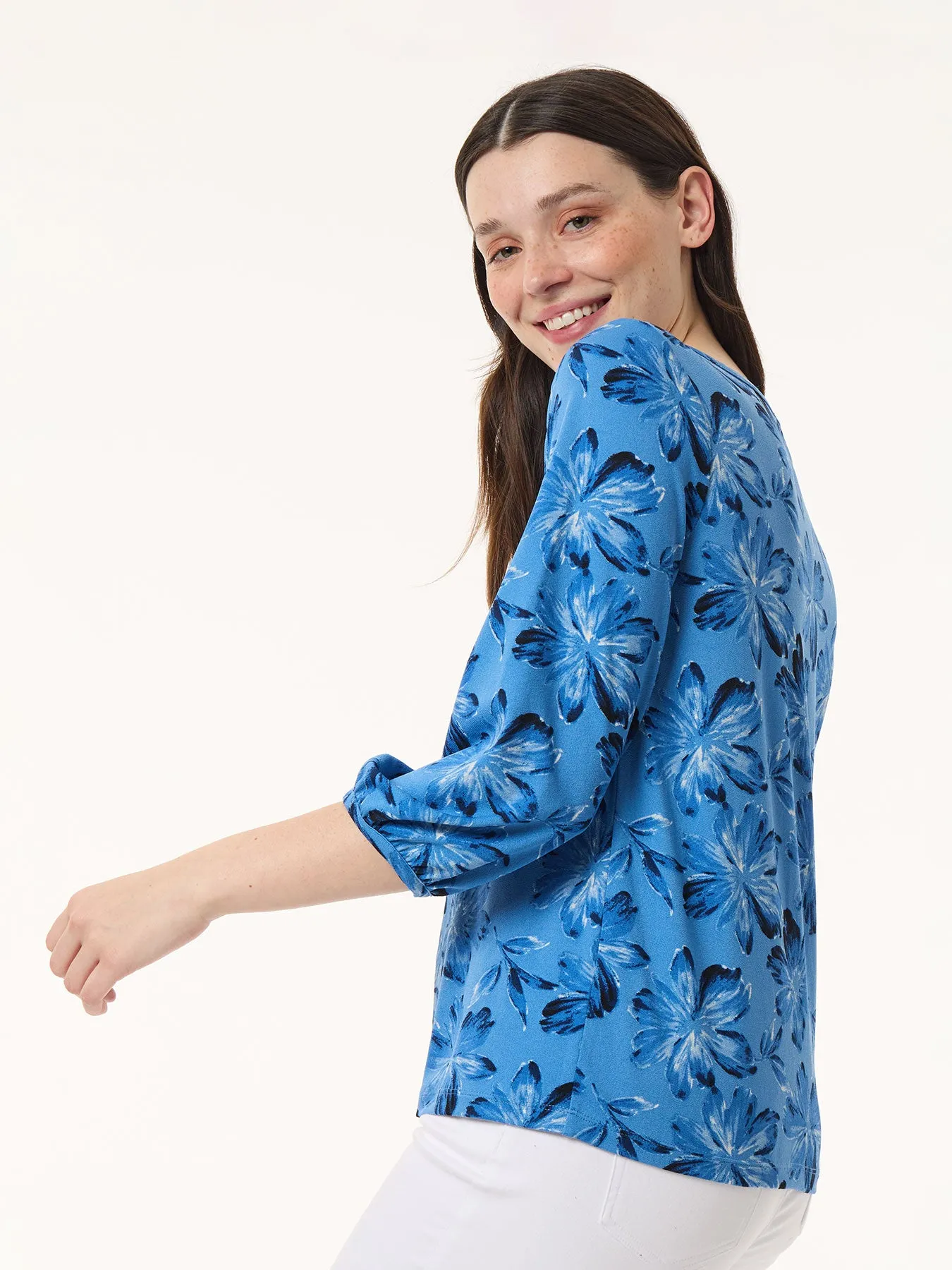 Printed Puff Sleeve Top, Moss Crepe sold by Jones New York product image thumbnail 2