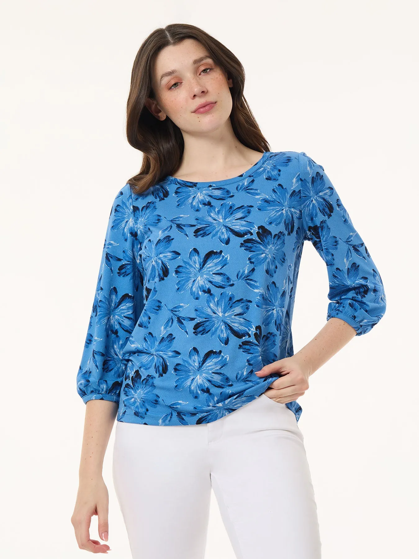 Printed Puff Sleeve Top, Moss Crepe sold by Jones New York