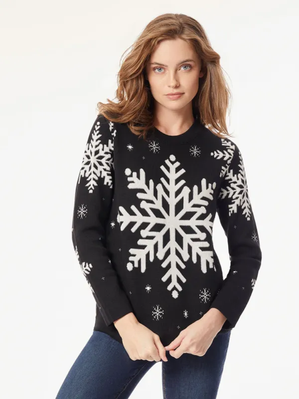 Holiday Snowflake Crewneck Sweater made by Jones New York
