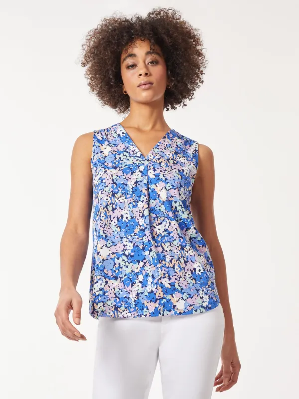Sleeveless Printed V-Neck Moss Crepe Top sold by Jones New York