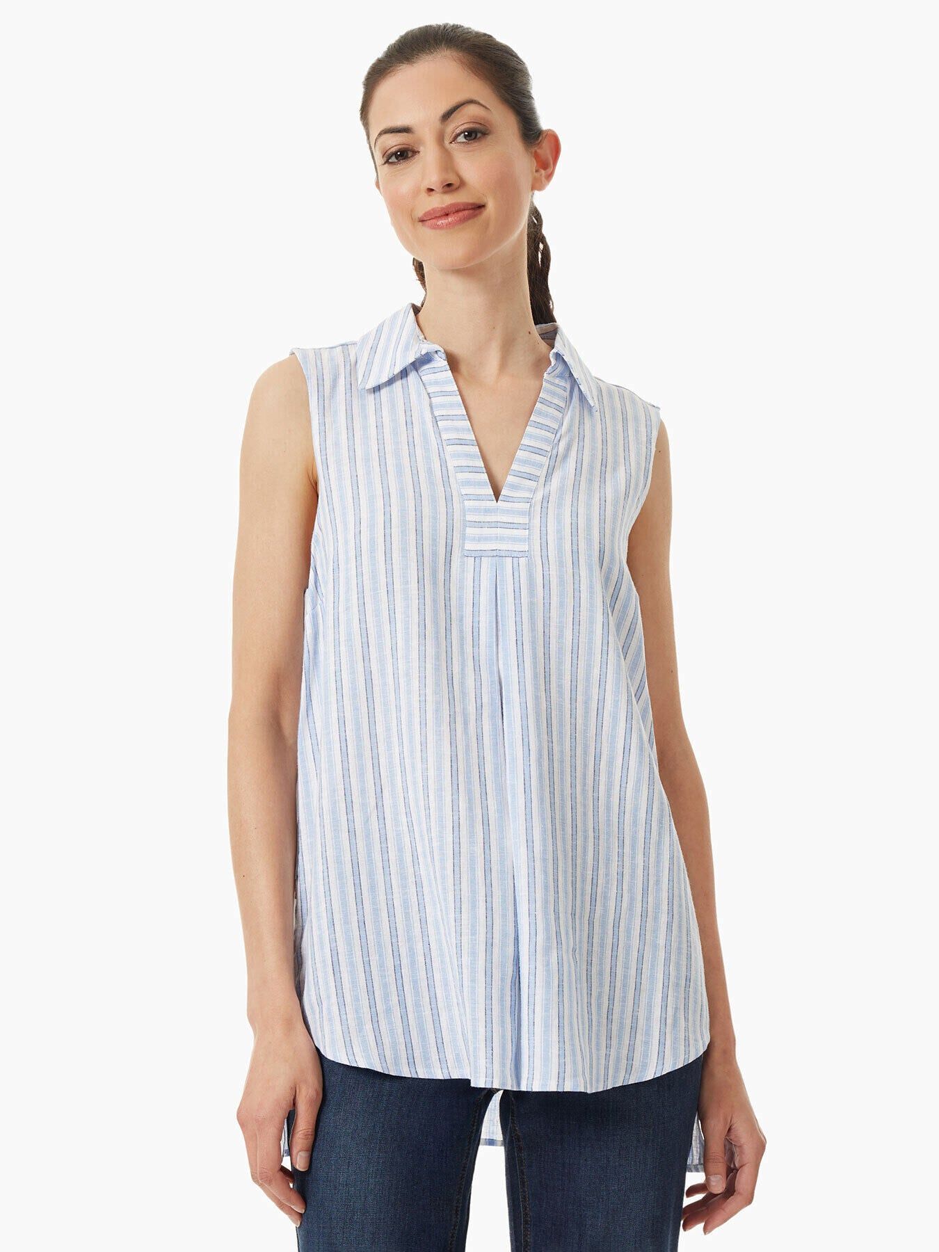 Sleeveless Striped Linen-Blend Tunic sold by Jones New York