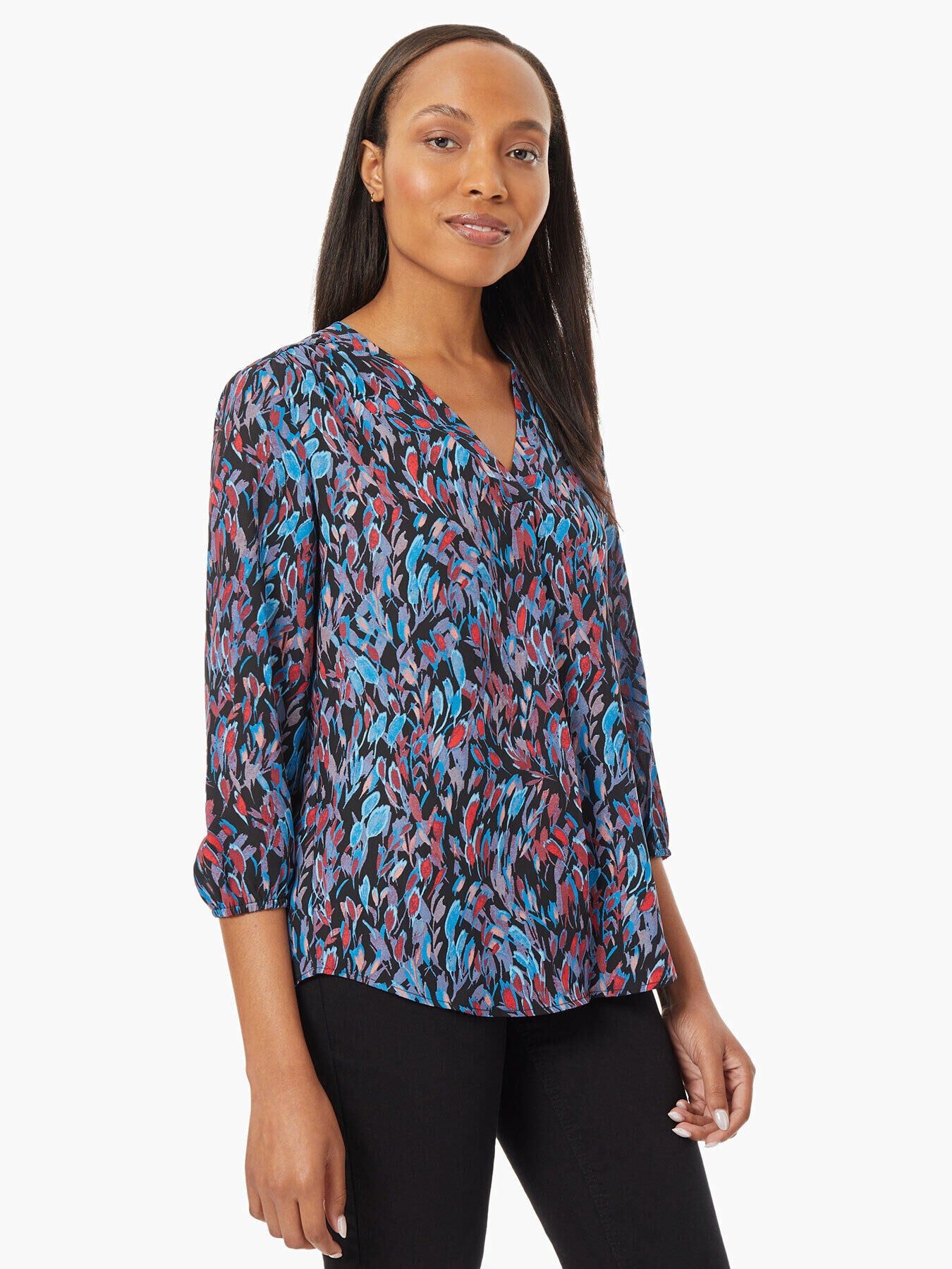 Printed Floral V-Neck Crepe Blouse sold by Jones New York product image thumbnail 2