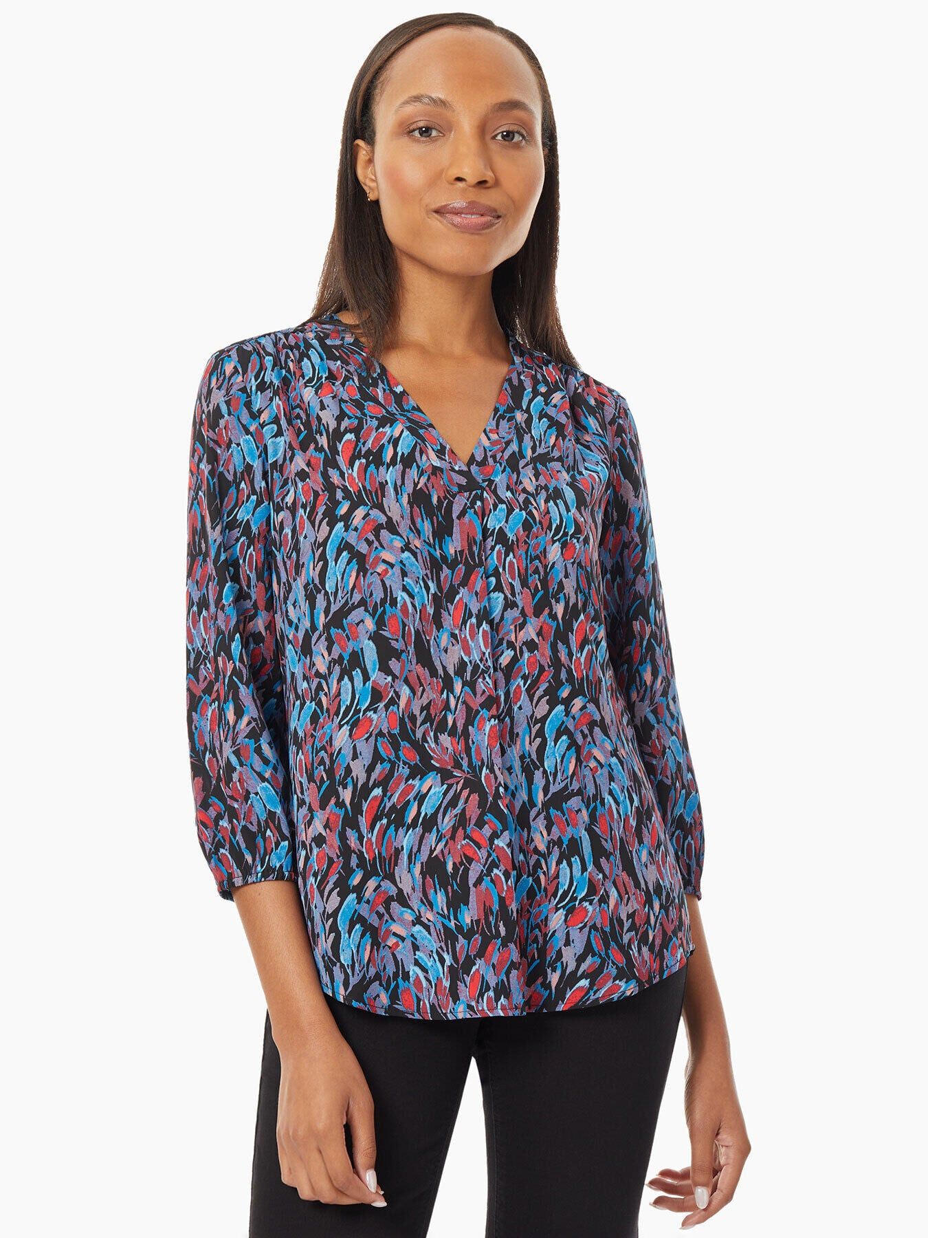 Printed Floral V-Neck Crepe Blouse sold by Jones New York