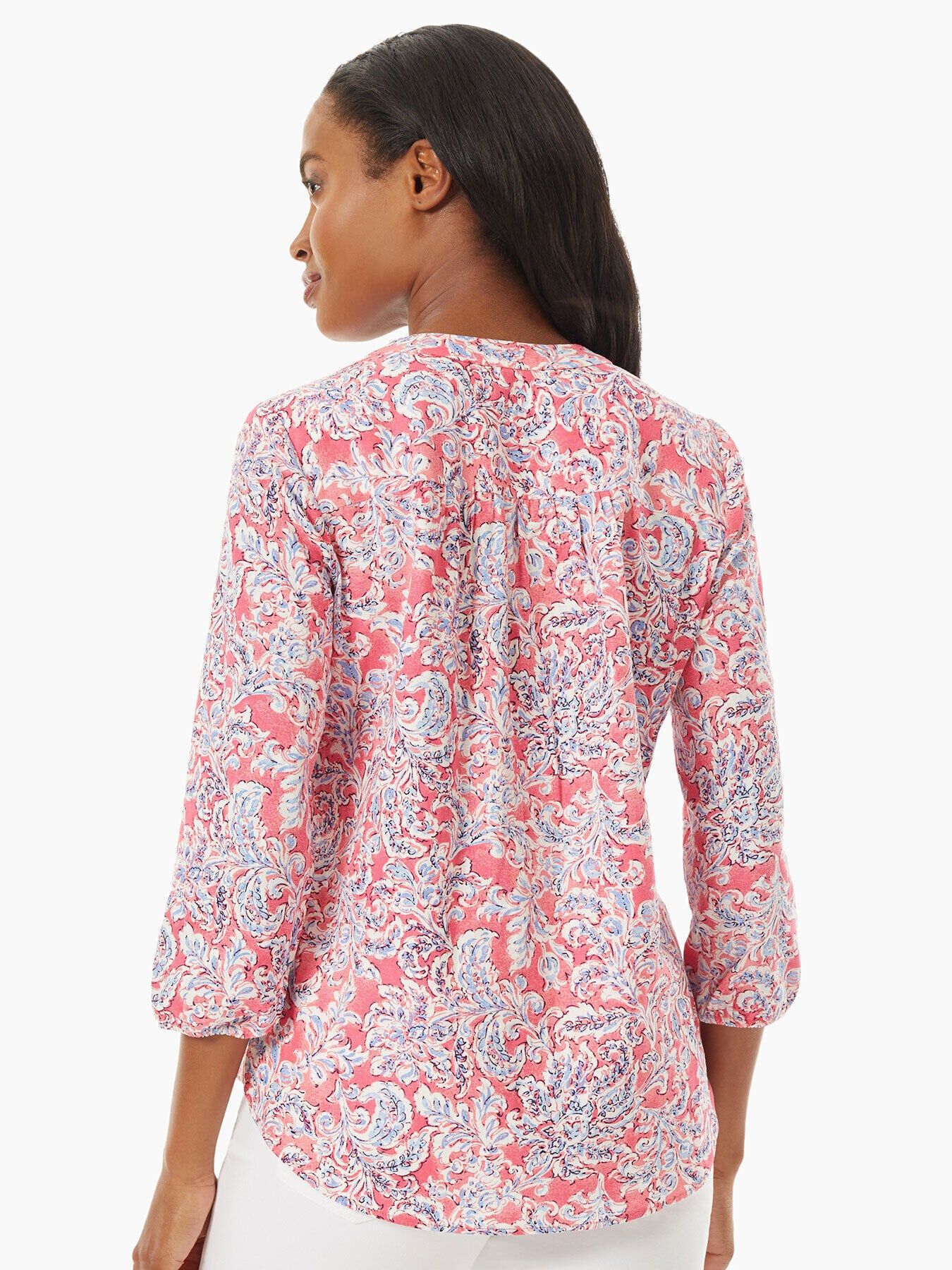 Linen-Blend V-Neck Kelly Blouse sold by Jones New York product image thumbnail 3