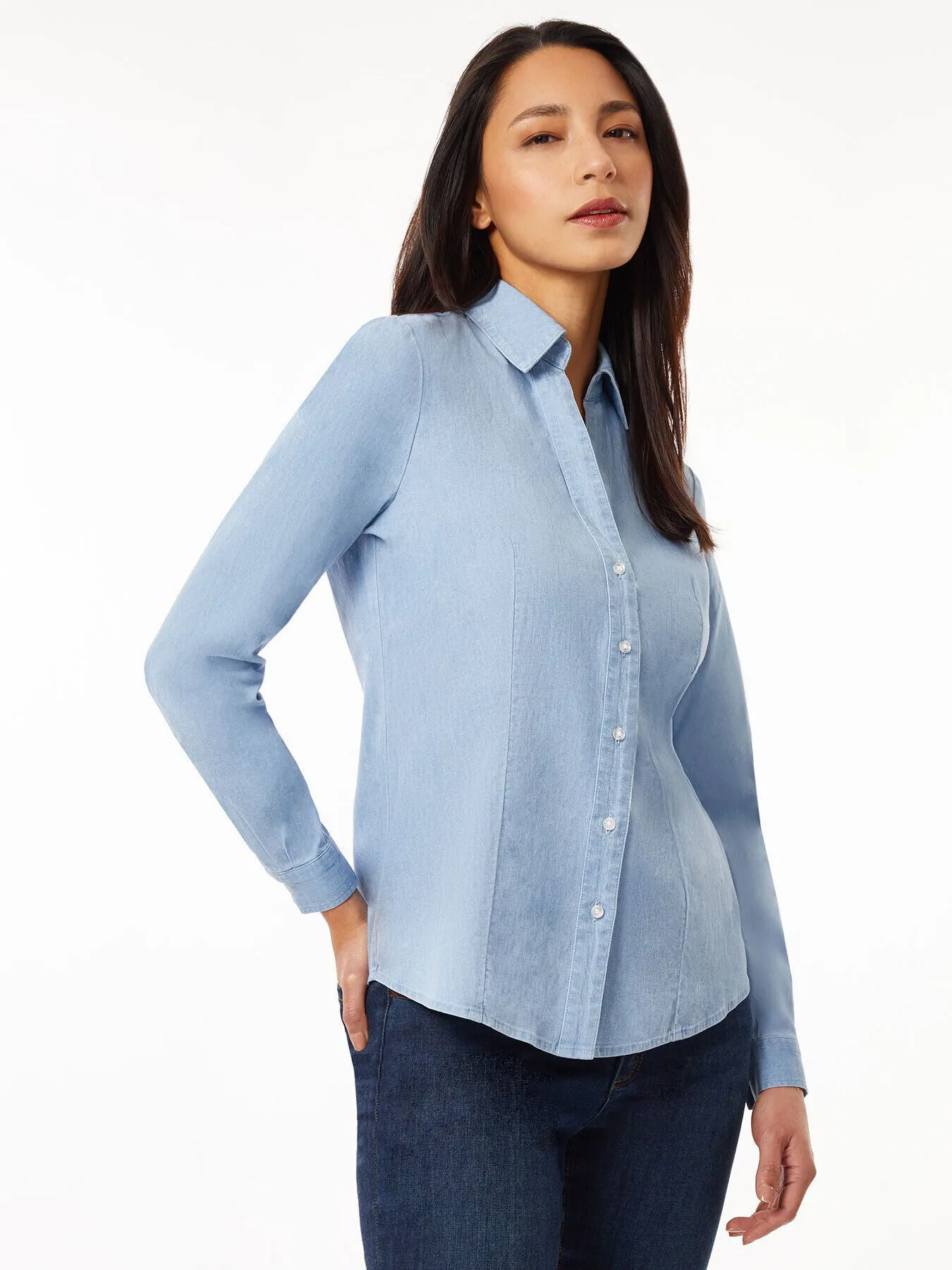 Button-Front Denim Shirt sold by Jones New York product image thumbnail 2