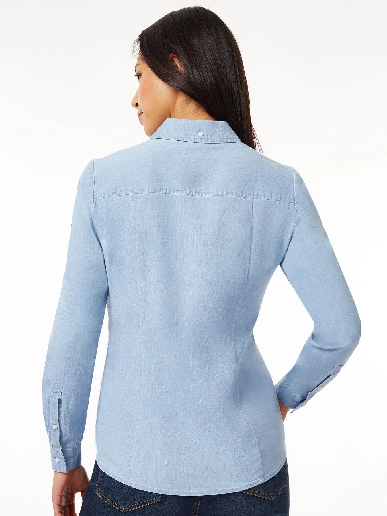 Button-Front Denim Shirt sold by Jones New York product image thumbnail 3