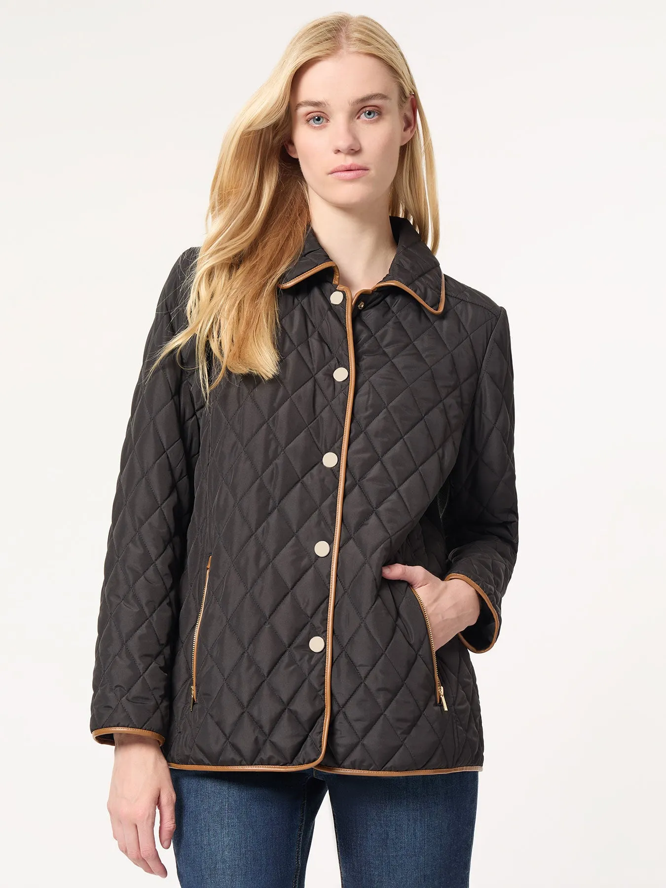 Petite Five-Button Quilted Jacket sold by Jones New York