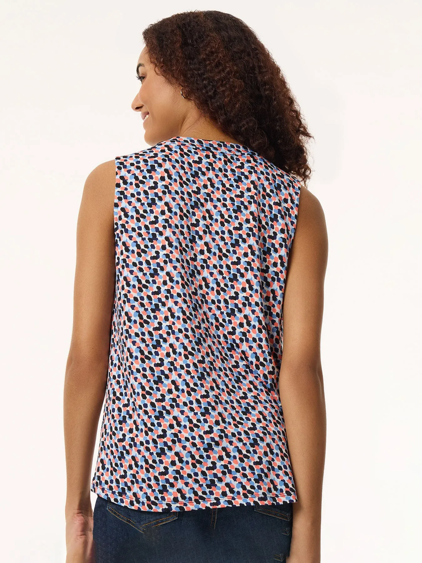 Plus Size Printed Sleeveless Pleat Front Top, Moss Crepe sold by Jones New York product image thumbnail 3