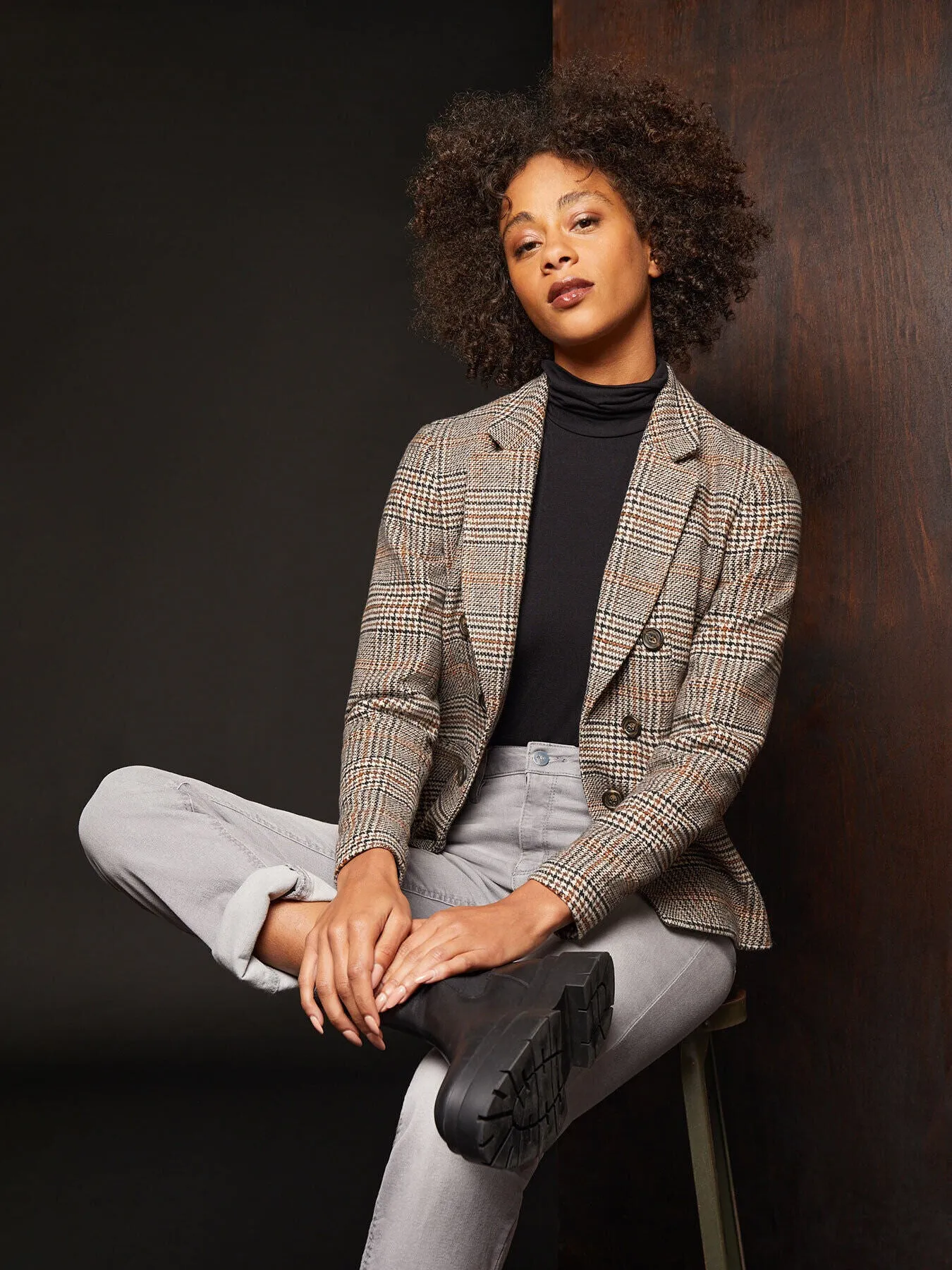 Plus Size Classic Plaid Double-Breasted Jacket sold by Jones New York product image thumbnail 4