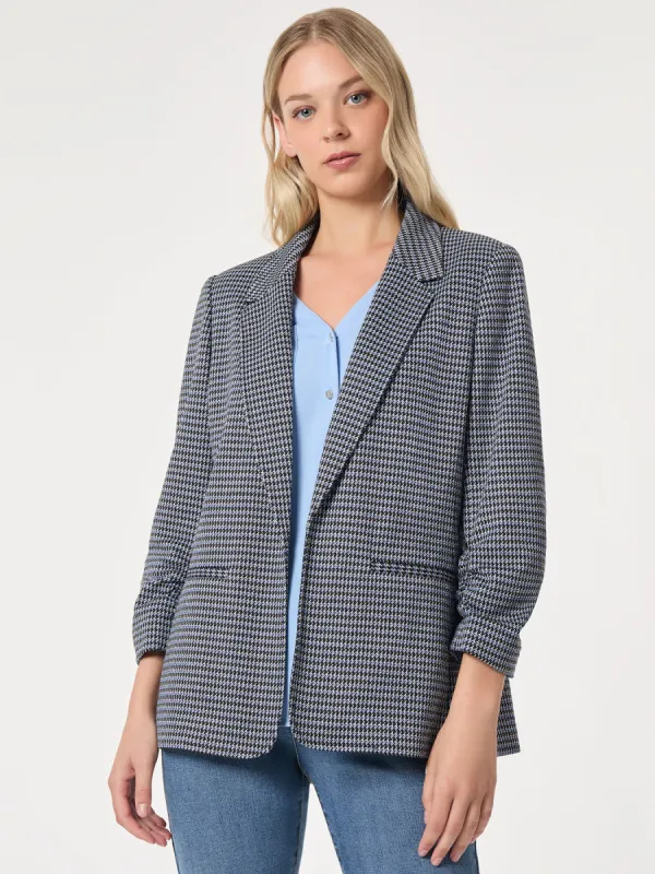 Notch Collar Open Front Houndstooth Jacket sold by Jones New York