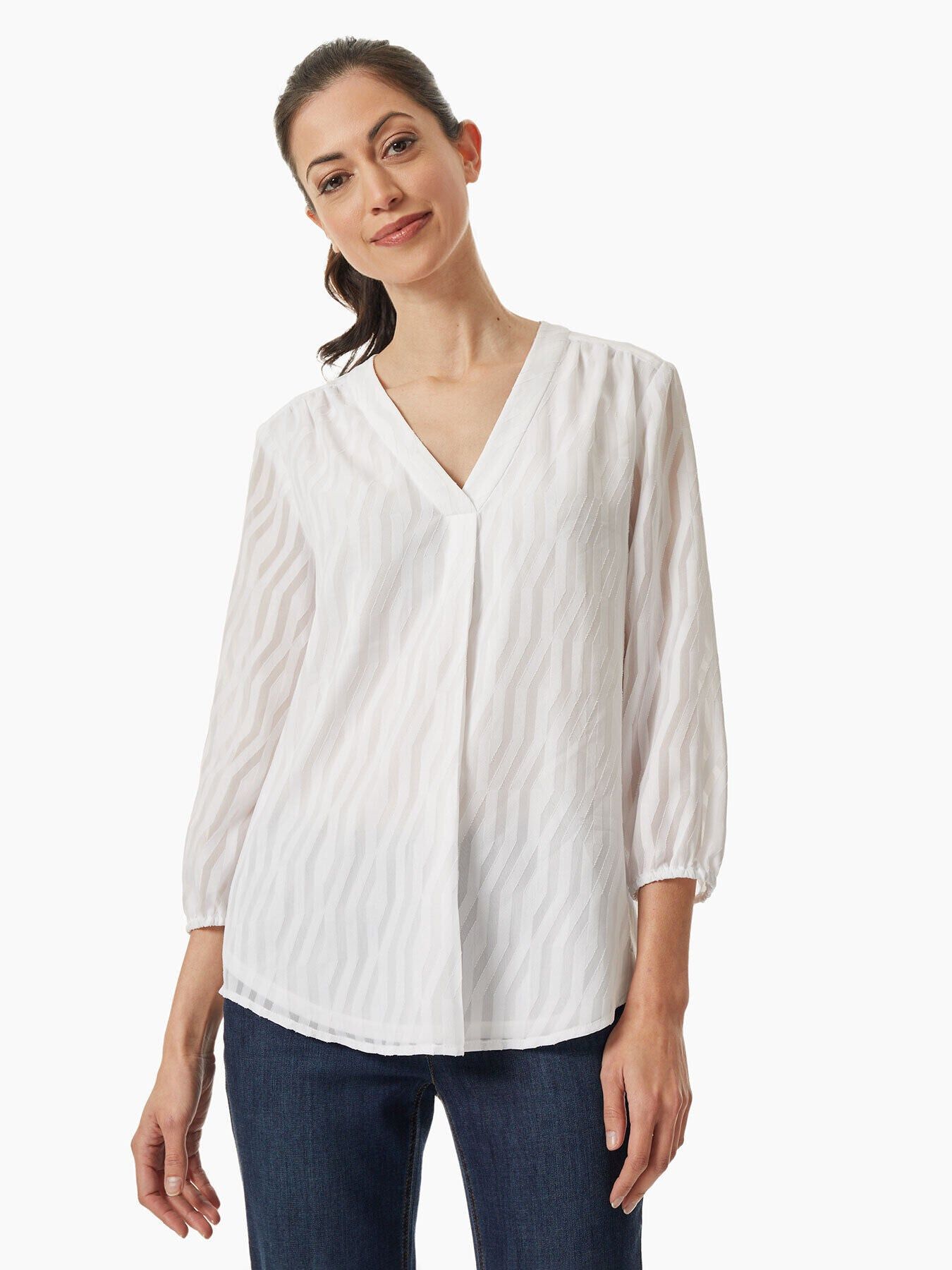 Chiffon V-Neck Kelly Blouse sold by Jones New York
