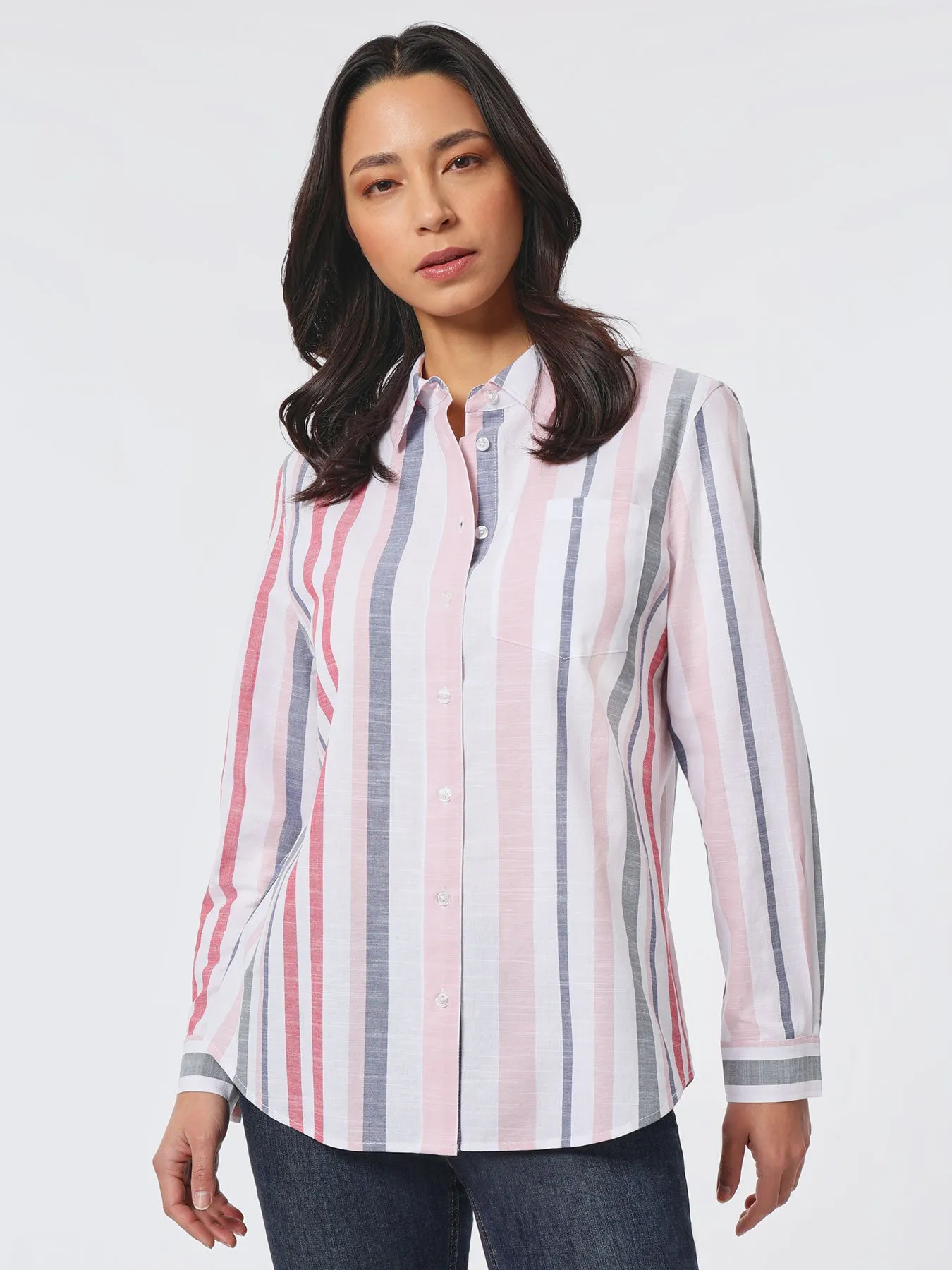 Striped Cotton Oversized Button-Down Shirt sold by Jones New York