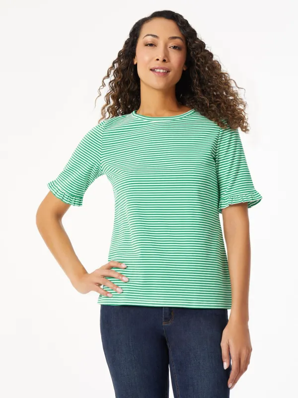 Ruffle Trim Sleeve Tee sold by Jones New York