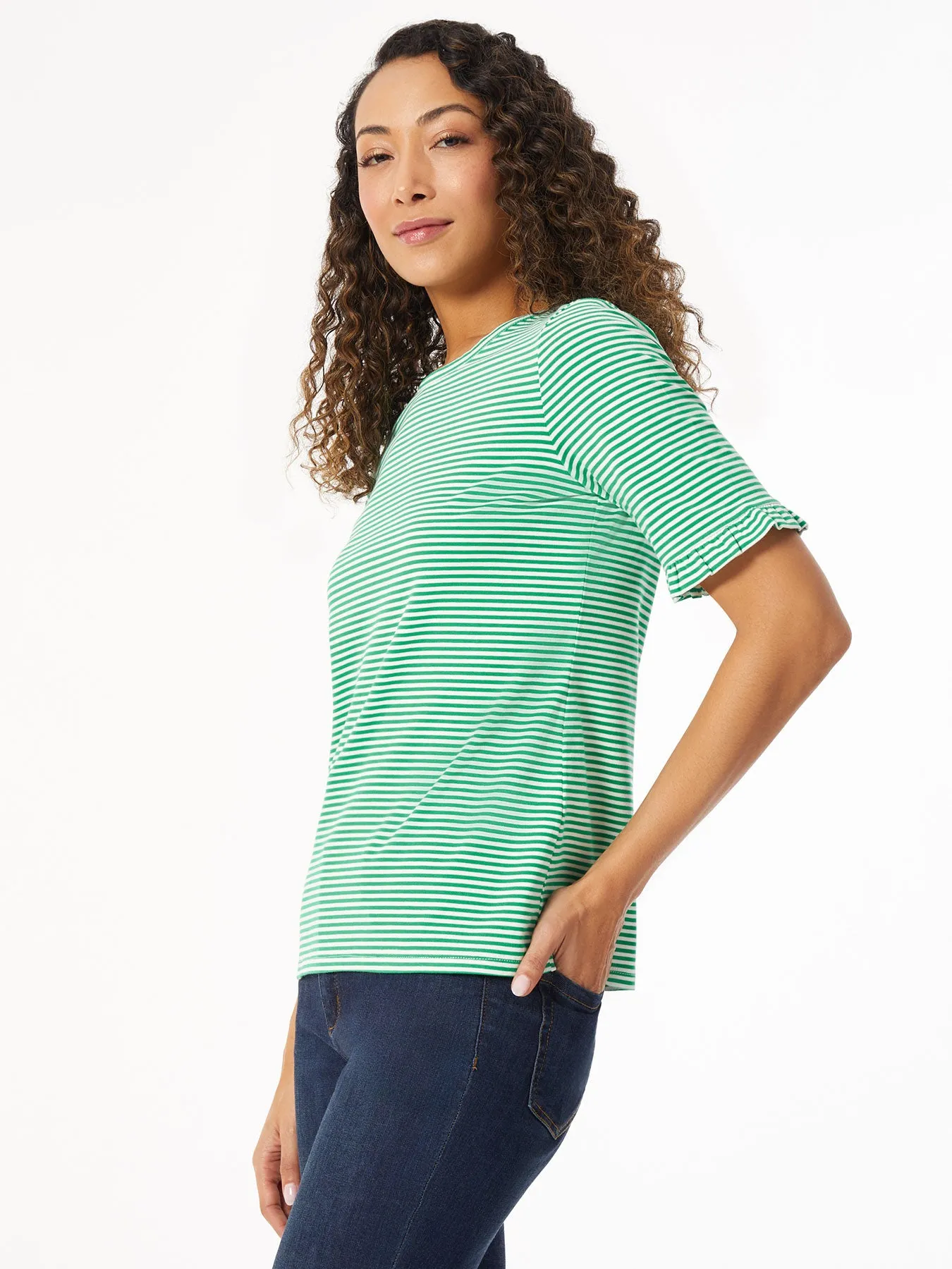 Ruffle Trim Sleeve Tee sold by Jones New York product image thumbnail 2