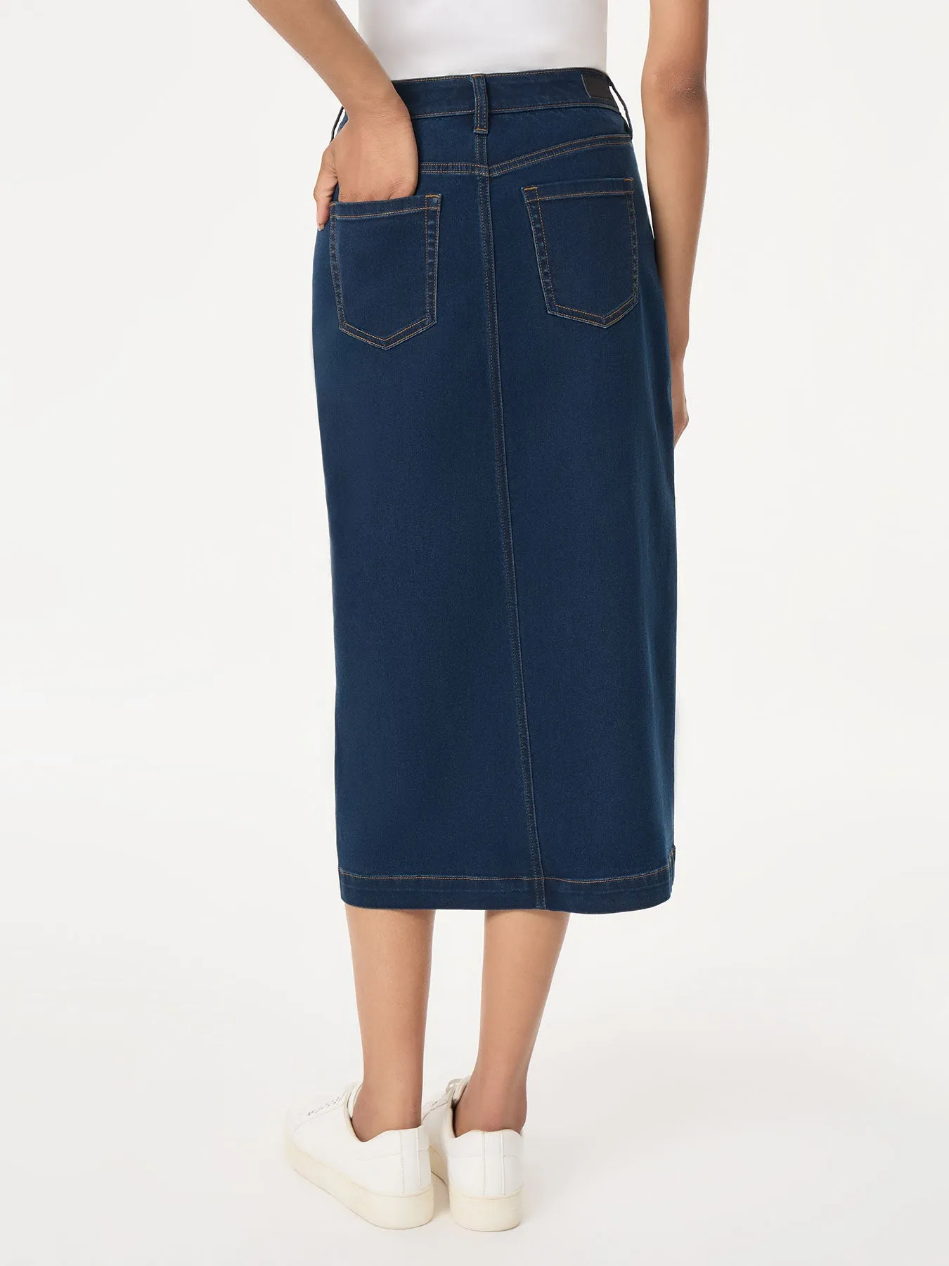 Midi Denim Front Slit Skirt, West Point Wash sold by Jones New York product image thumbnail 3