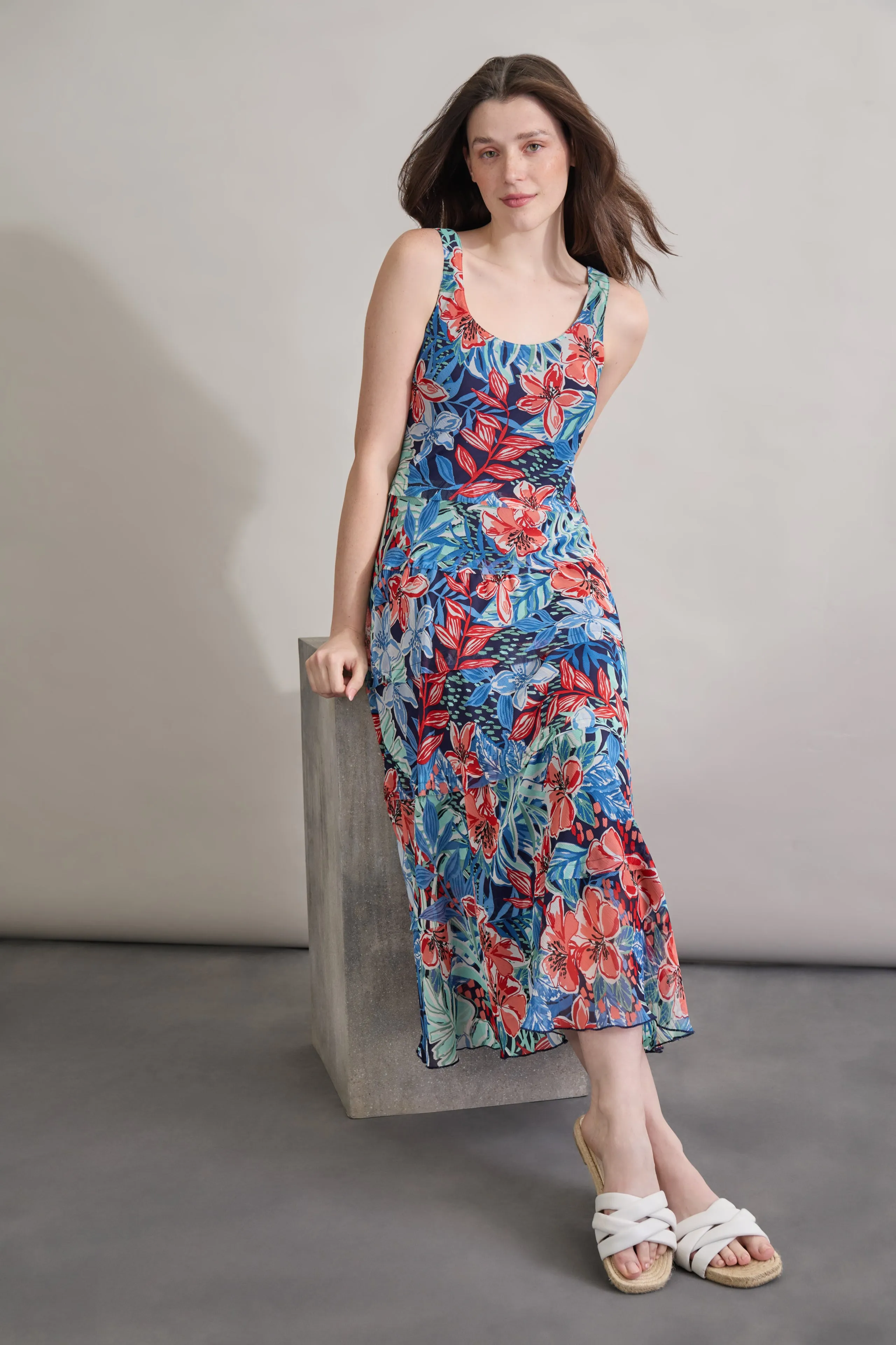 Petite Maxi Multi-Tiered Dress, Printed Chiffon sold by Jones New York