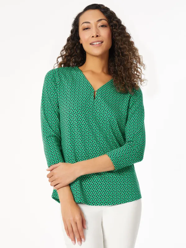 3/4 Sleeve Keyhole Neckline Top sold by Jones New York