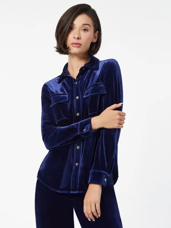 Button-Front Velour Utility Shirt sold by Jones New York