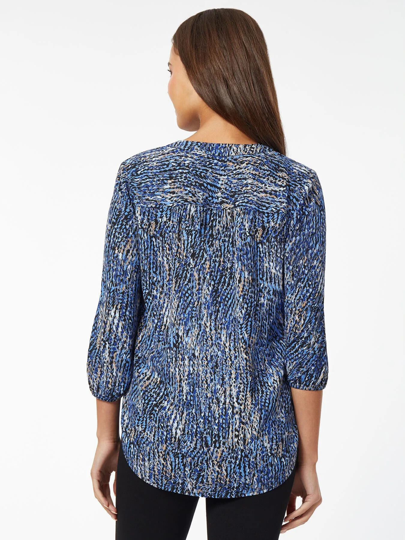 Printed V-Neck Pleated Kelly Blouse sold by Jones New York product image thumbnail 3