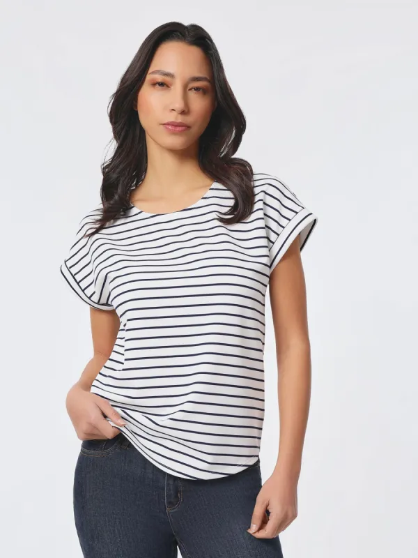 Plus Size Striped Pique Pullover Tee sold by Jones New York