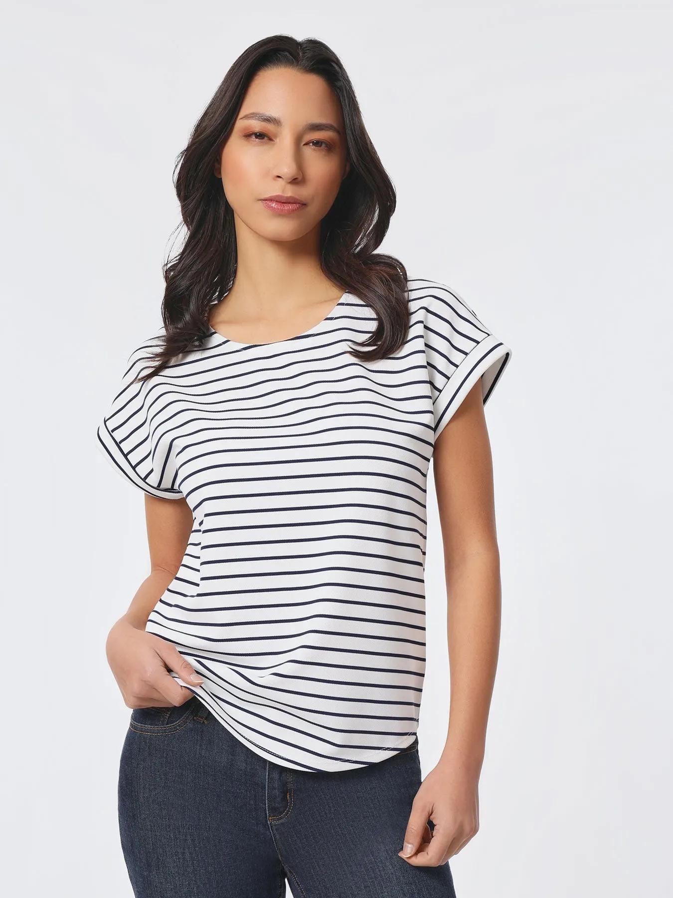 Plus Size Striped Pique Pullover Tee sold by Jones New York