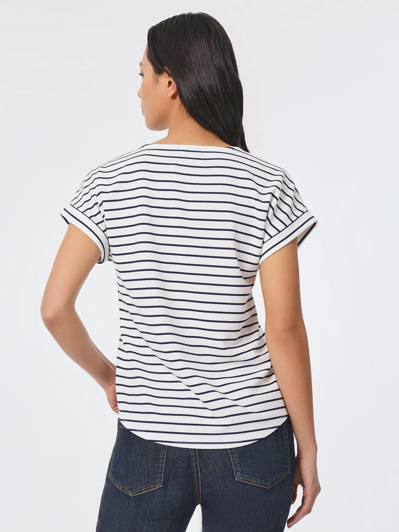 Plus Size Striped Pique Pullover Tee sold by Jones New York product image thumbnail 3