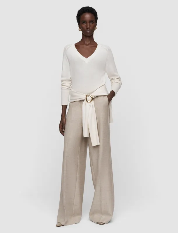 Lucille Light Pure Cashmere V Neck Jumper made by Joseph