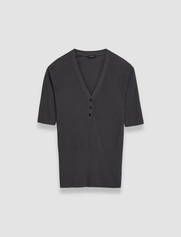 Merino Rib V Neck Top sold by Joseph