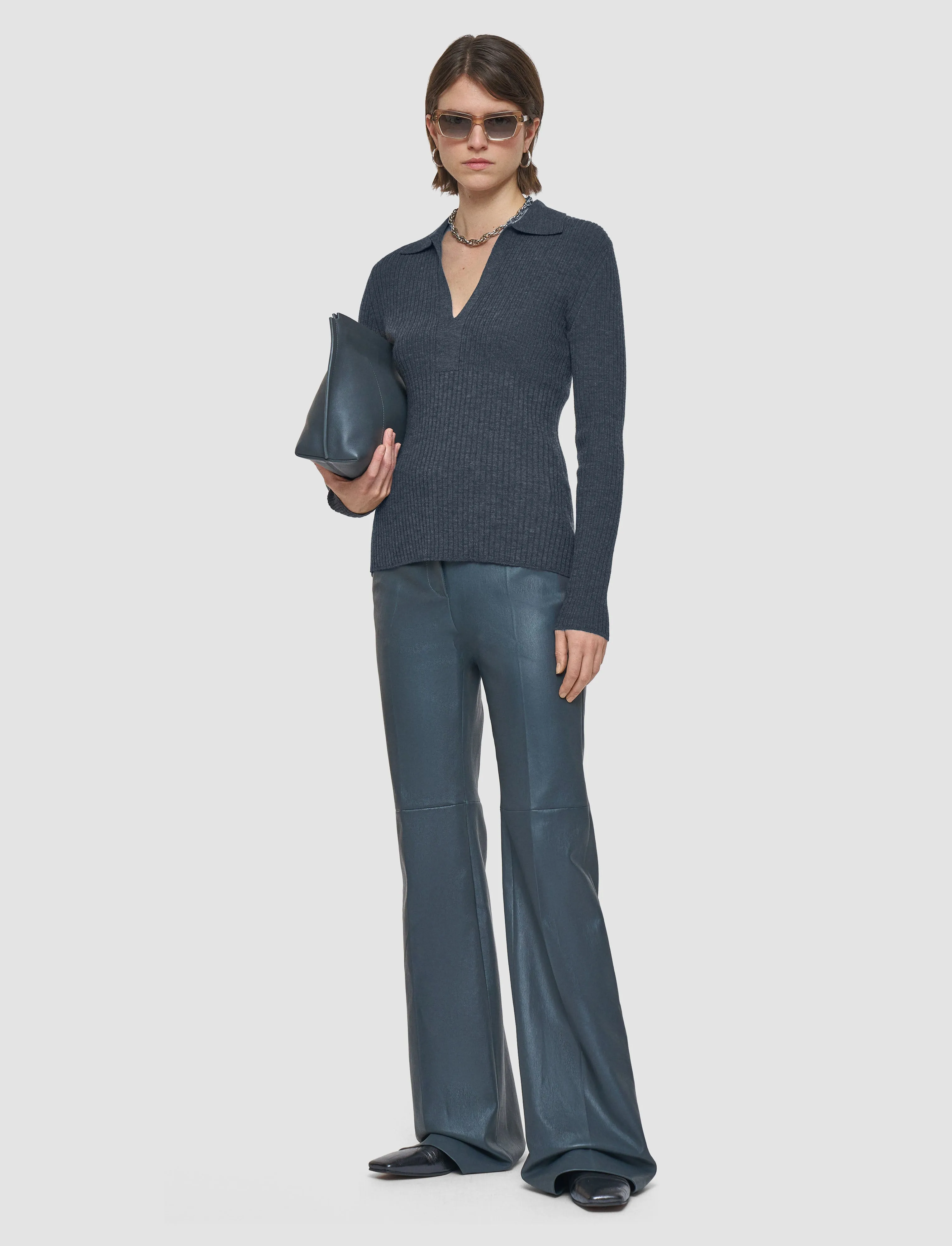 Merino Rib Knit Polo Top sold by Joseph product image thumbnail 2