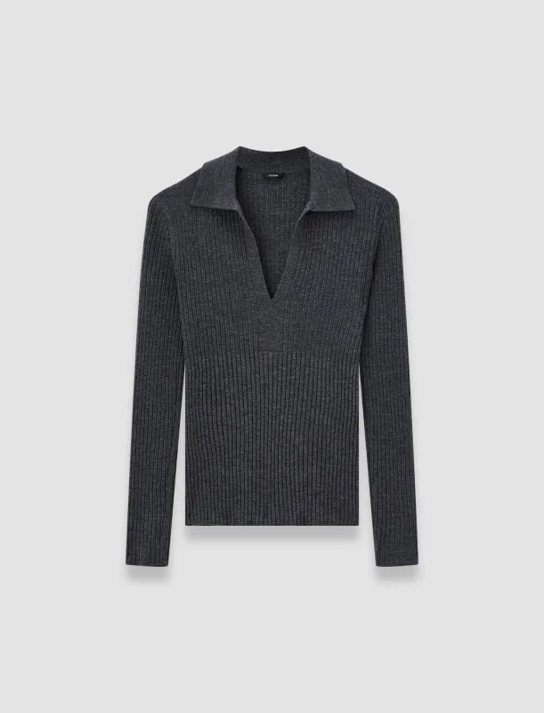 Merino Rib Knit Polo Top sold by Joseph