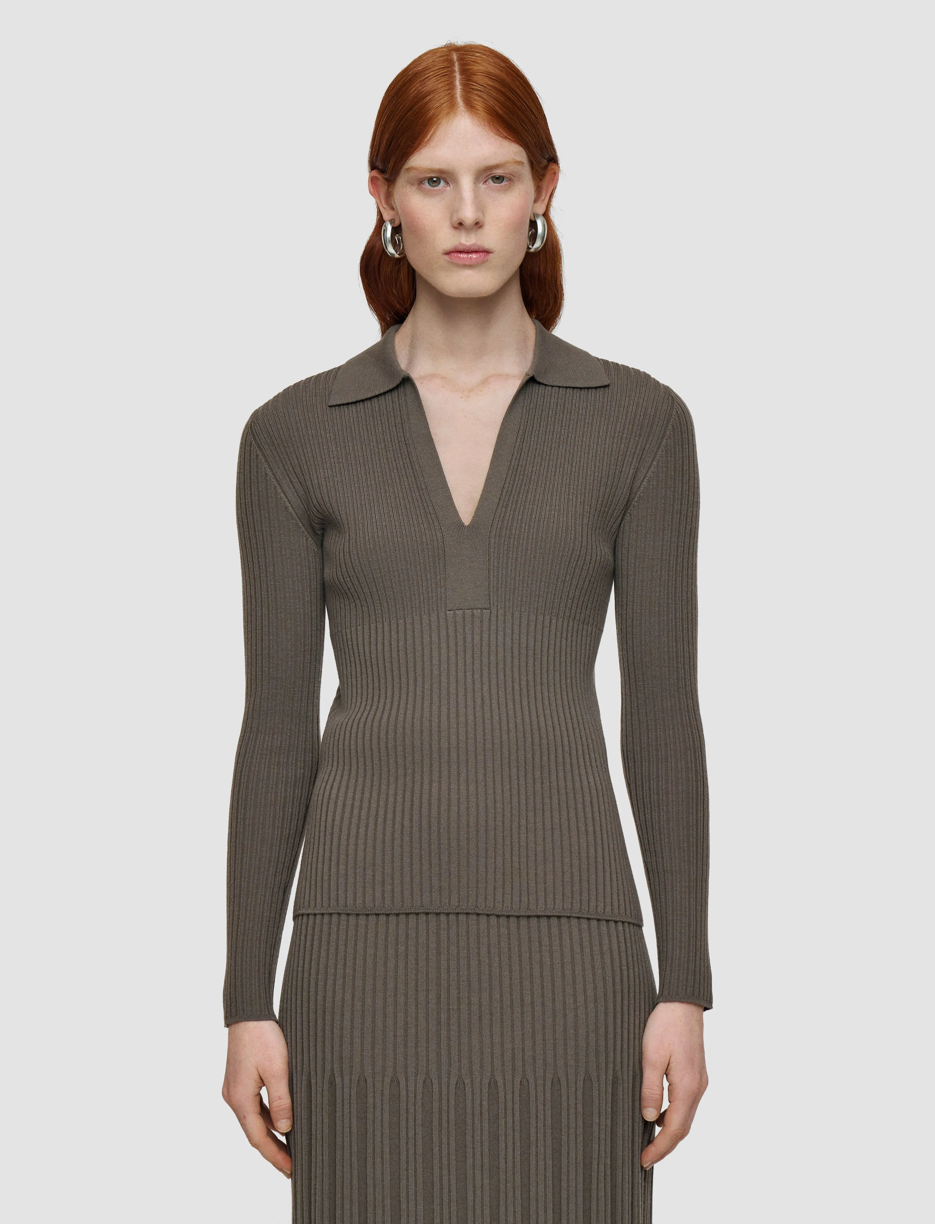 Merino Rib Knit Polo Top sold by Joseph product image thumbnail 2