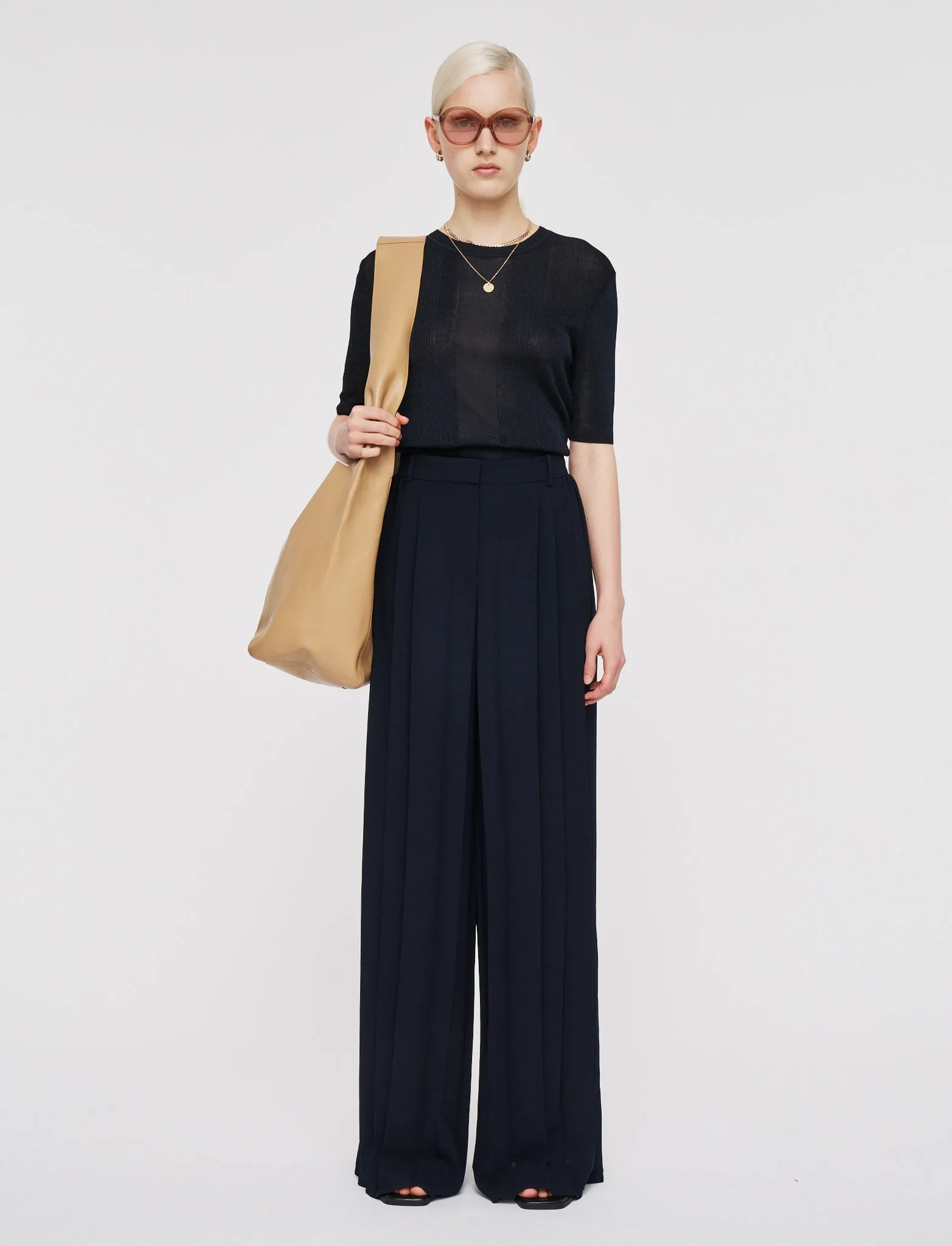 Tibre Airy Plissé Trousers sold by Joseph