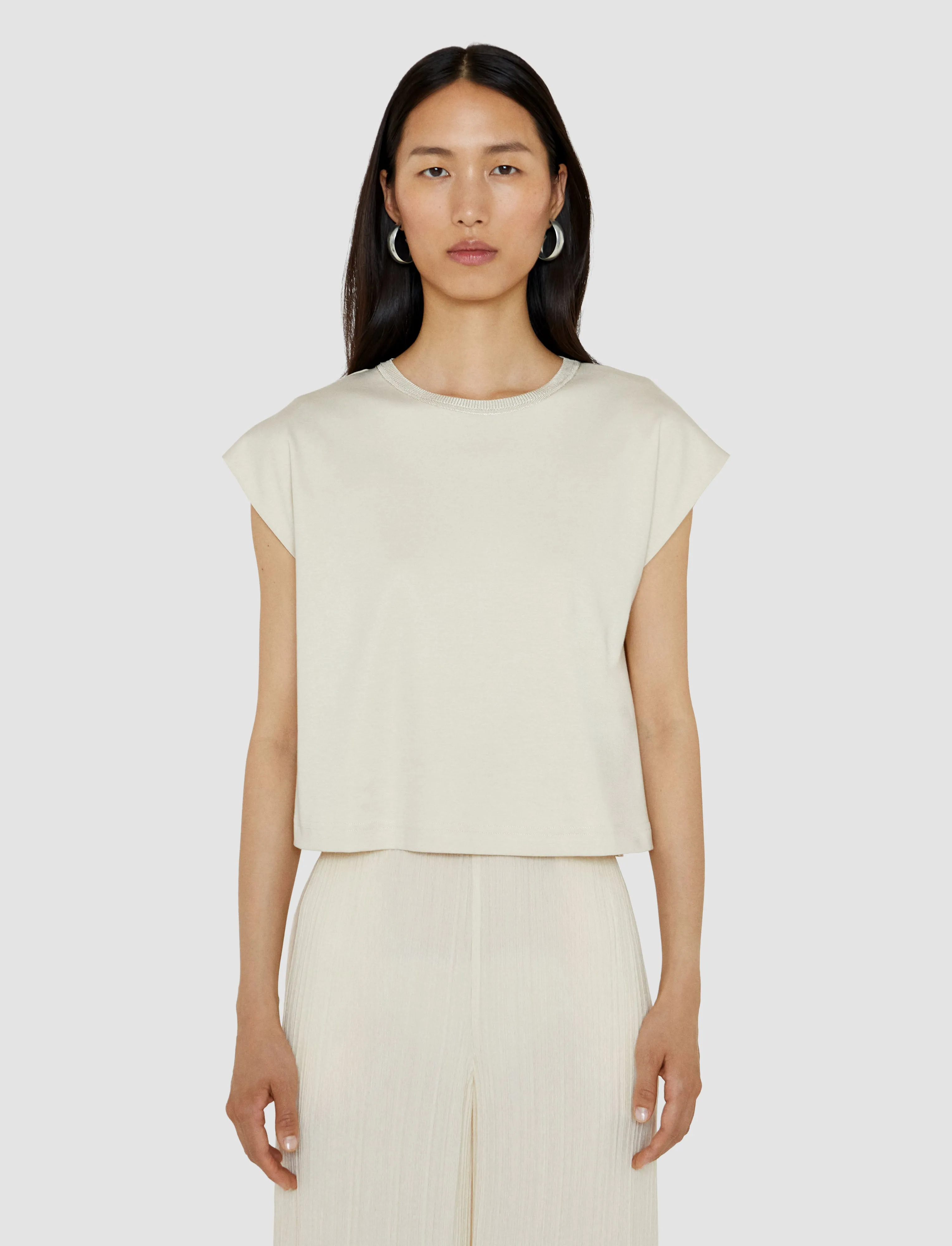 Cotton Poplin Jersey Round Neck T-Shirt sold by Joseph product image thumbnail 3