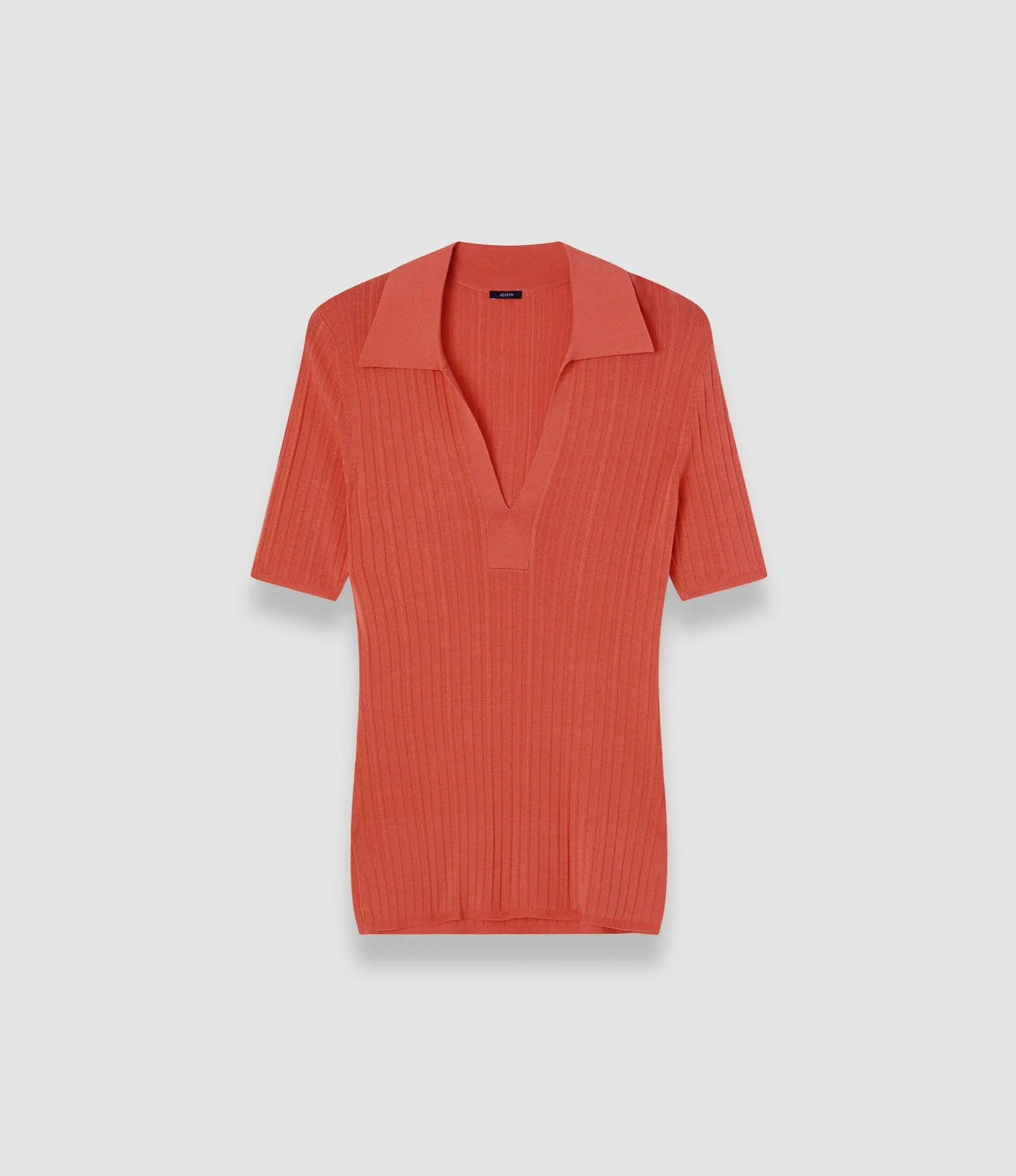 Viscose Rib Knit Polo Top sold by Joseph