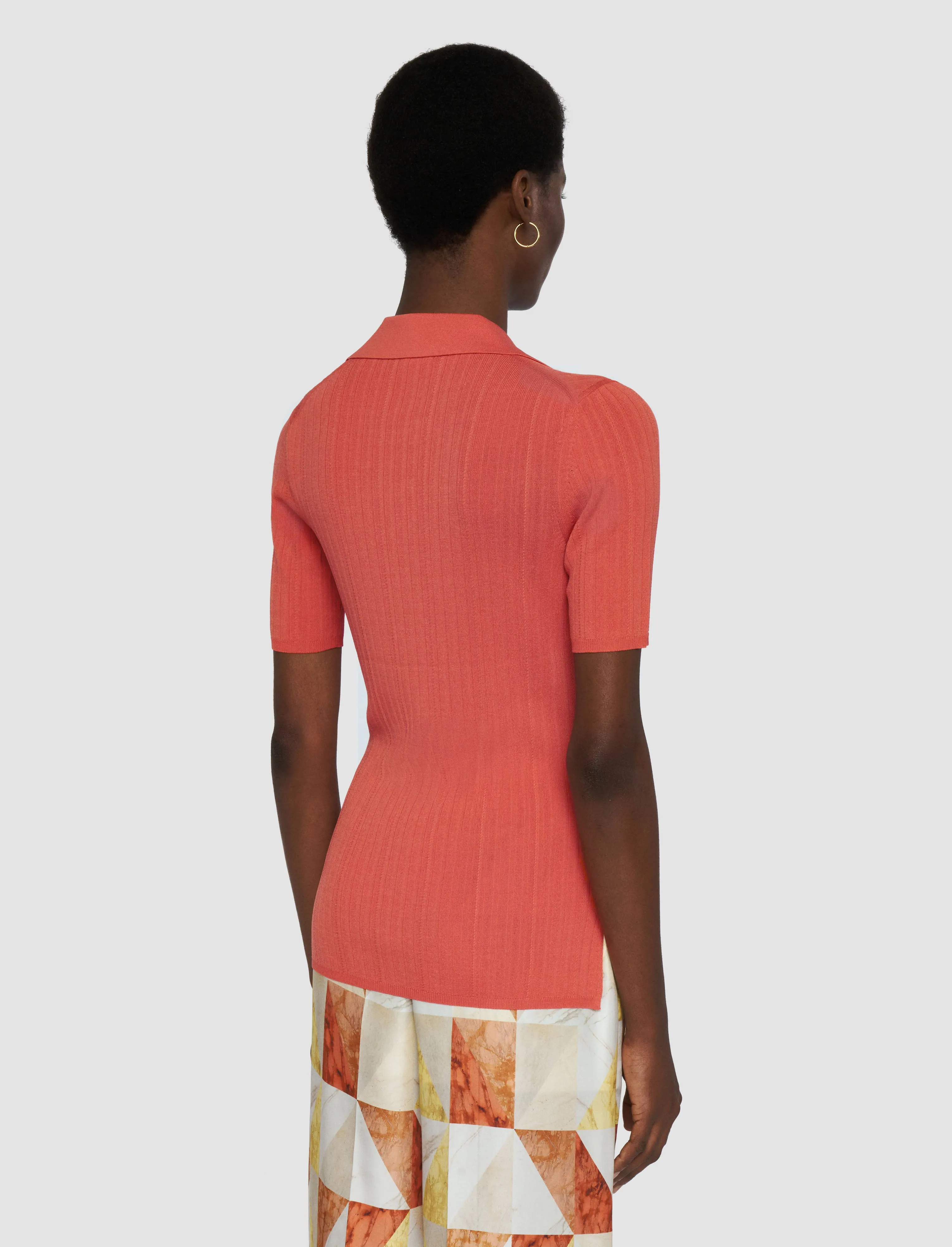 Viscose Rib Knit Polo Top sold by Joseph product image thumbnail 4