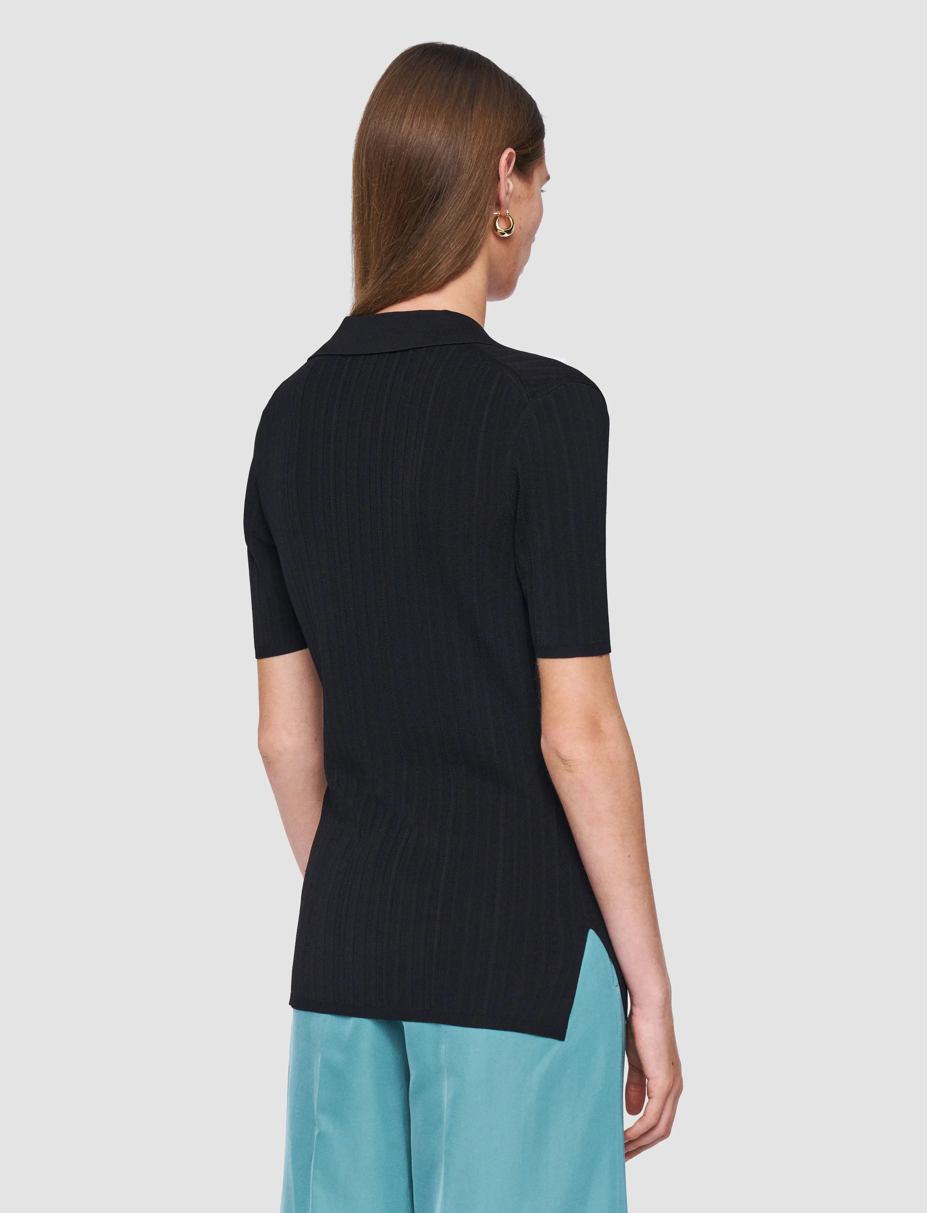 Viscose Rib Knit Polo Top sold by Joseph product image thumbnail 4